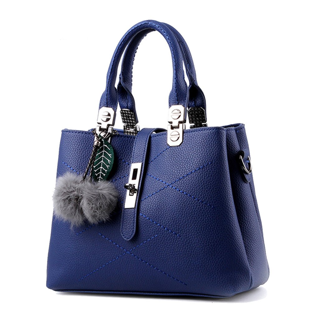 Womens PU Leather Handbag Shoulder Bag Sapp Blue