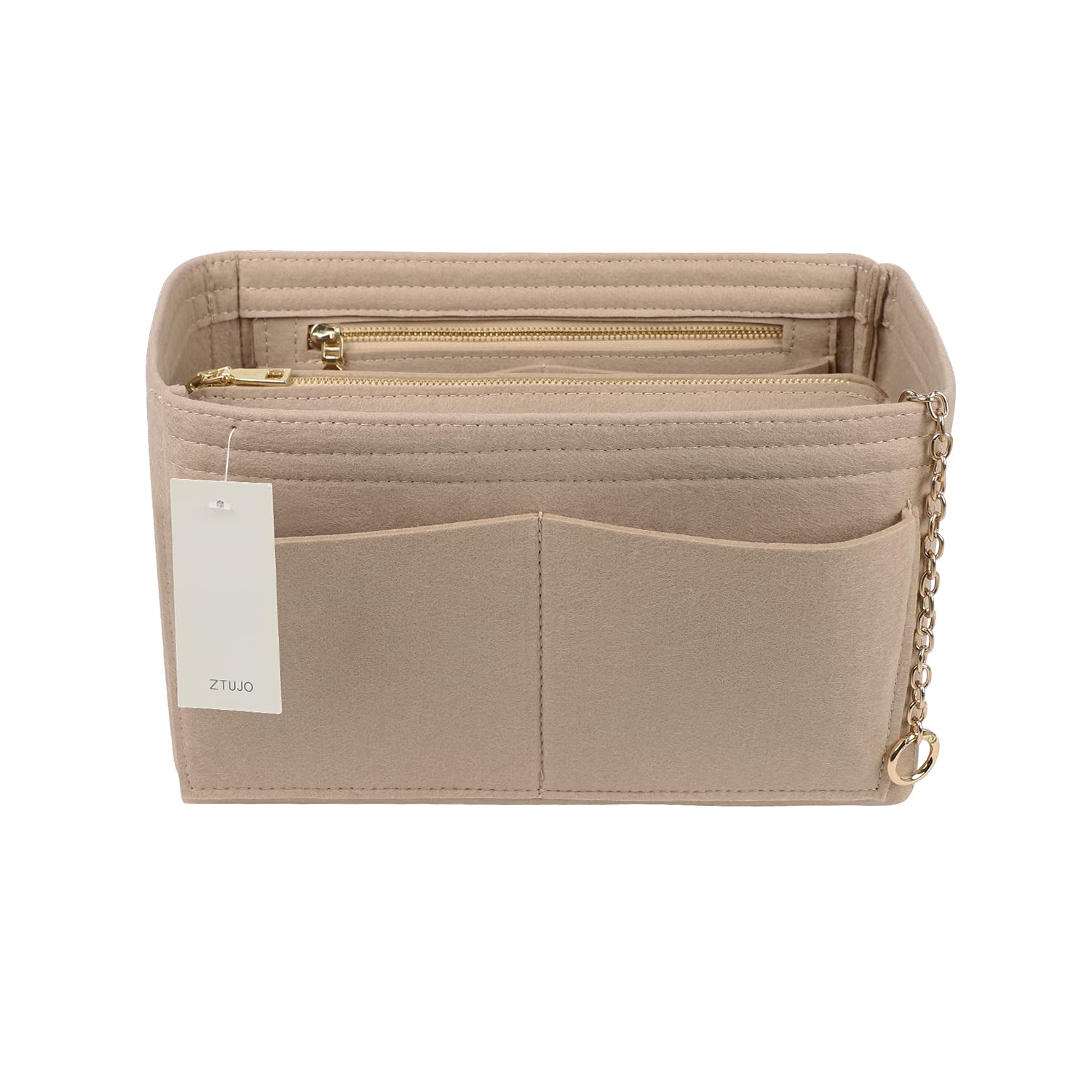 ZTUJO Purse Organizer insert, Bag in Bag Organizer (Slender Medium, Beige)