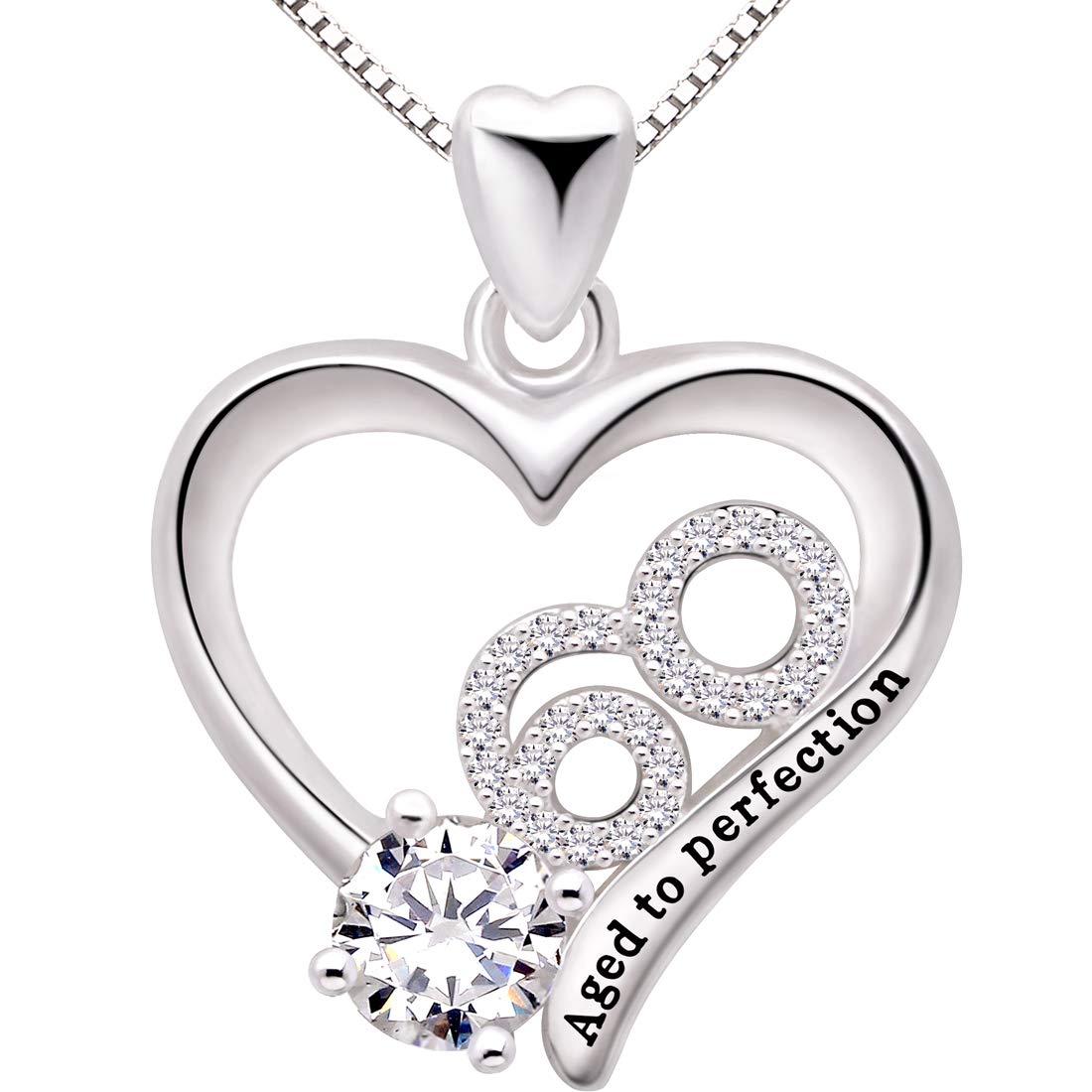 Jewelry Sterling Silver 60th Birthday Aged to Perfection Cubic Zirconia Pendant Necklace