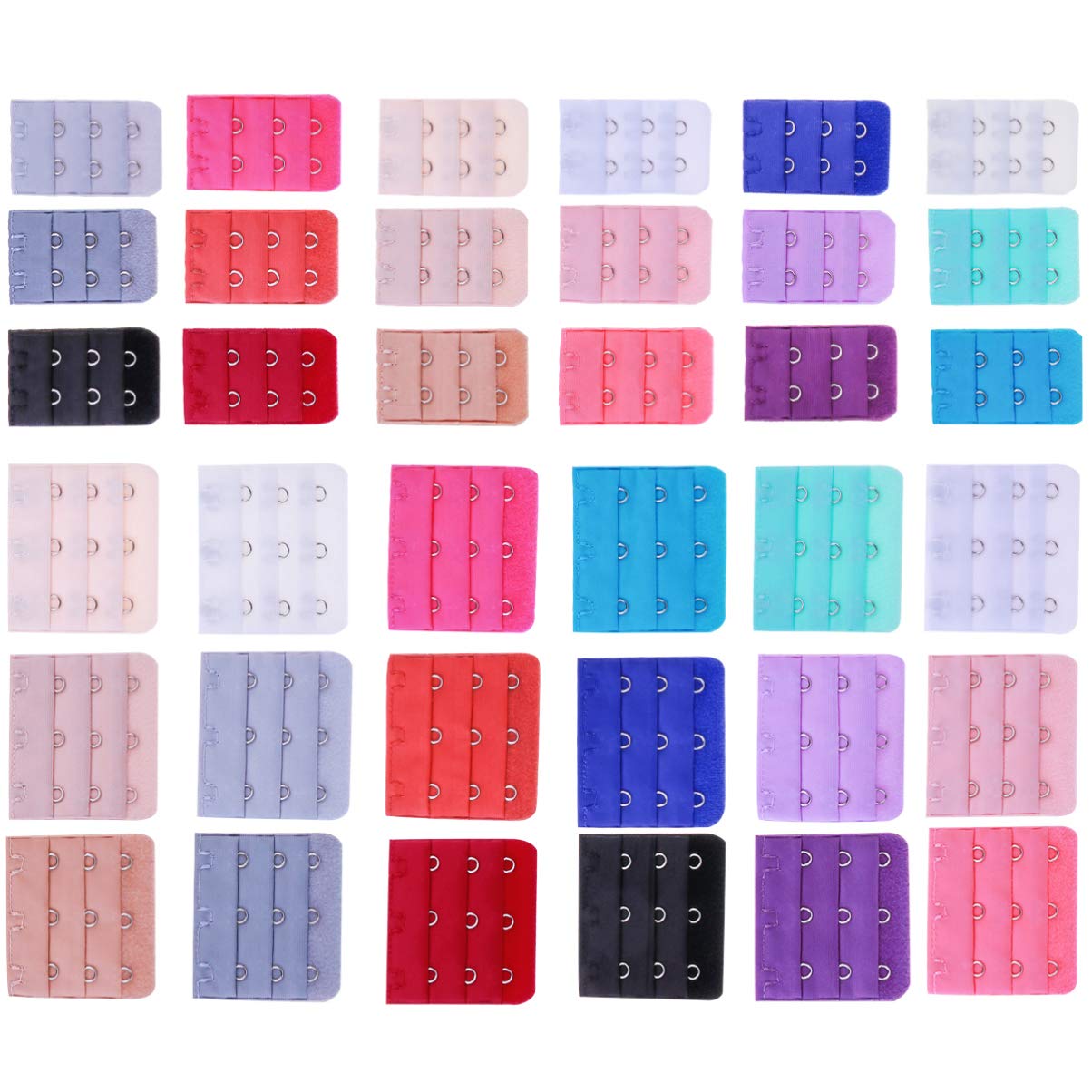 TENDYCOCO36Pcs Bra Extenders 3 Hook and 2 Hook 3 Rows Bra Extension Fastener Bra Strap Extender