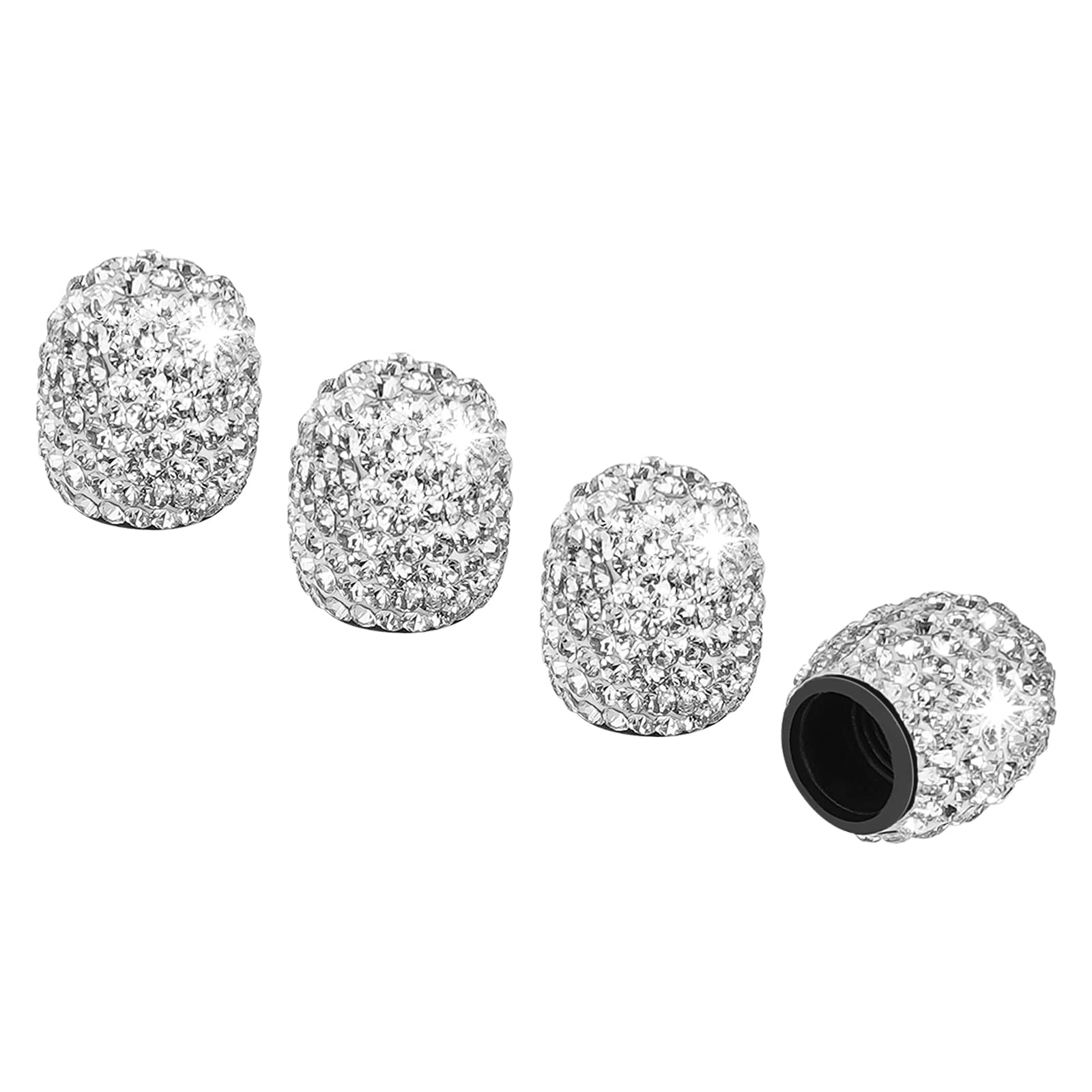 Valve Stem Caps 4 Pack - tifanso Universal Tire Caps Dustproof Tire Valve Caps Crystal Rhinestone Car Bling Tire Valve Caps Bling Car Accessories for SUVs, Bikes, Trucks, Motorcycle (White)