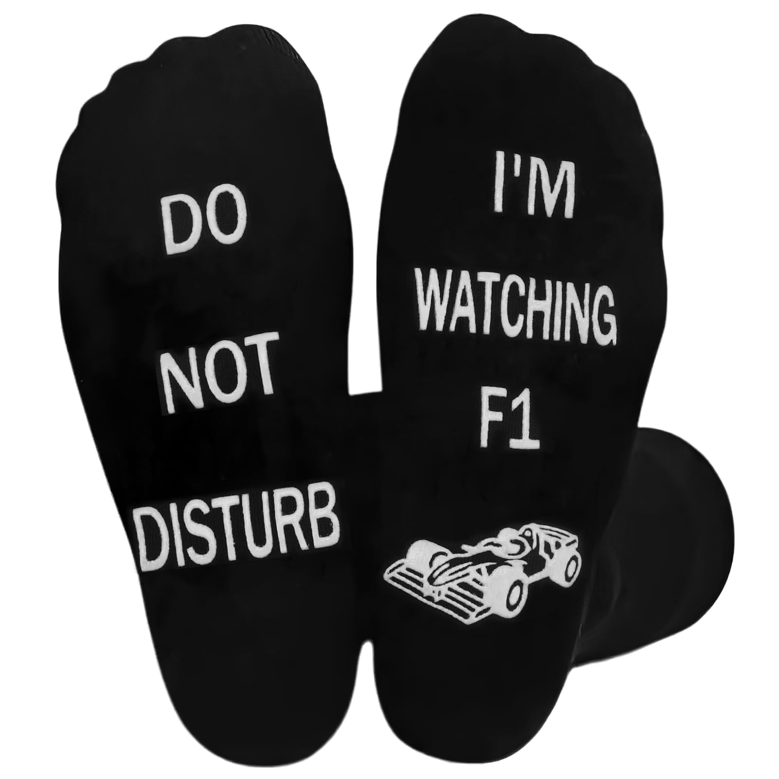 OMCGGFunny Socks, F1 Novelty Socks DO NOT DISTURB I'M WATCHING F1 Formula 1 Sock Cotton Black Socks Christmas Birthday Gift for Men Teenage Boys