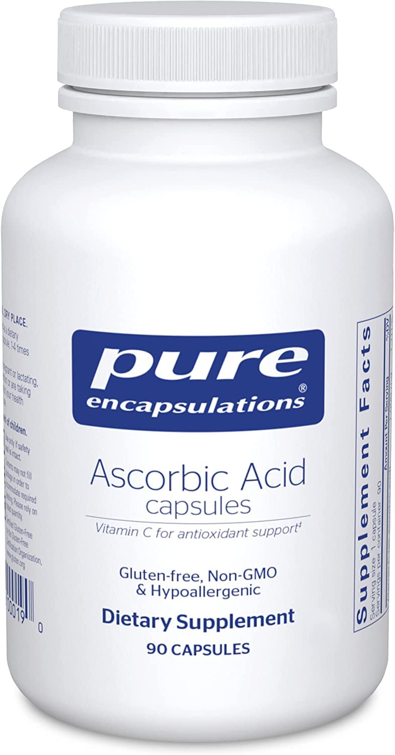 Pure EncapsulationsAscorbic Acid Capsules - 1,000 mg Vitamin C - Antioxidant & Immune Support* - High-Potency Vitamin C - Vegan & Non-GMO - 90 Capsules