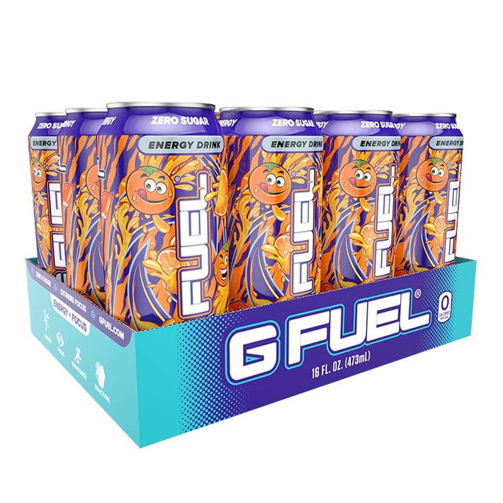 G Fuel Orange Vibe Energy Drink, Sugar Free, Healthy Drinks, Zero Calorie, 300 mg Caffeine per Carbonated Can, Orange Creamsicle Flavor, Focus Amino, Vitamin + Antioxidants Blend - 12 Pack