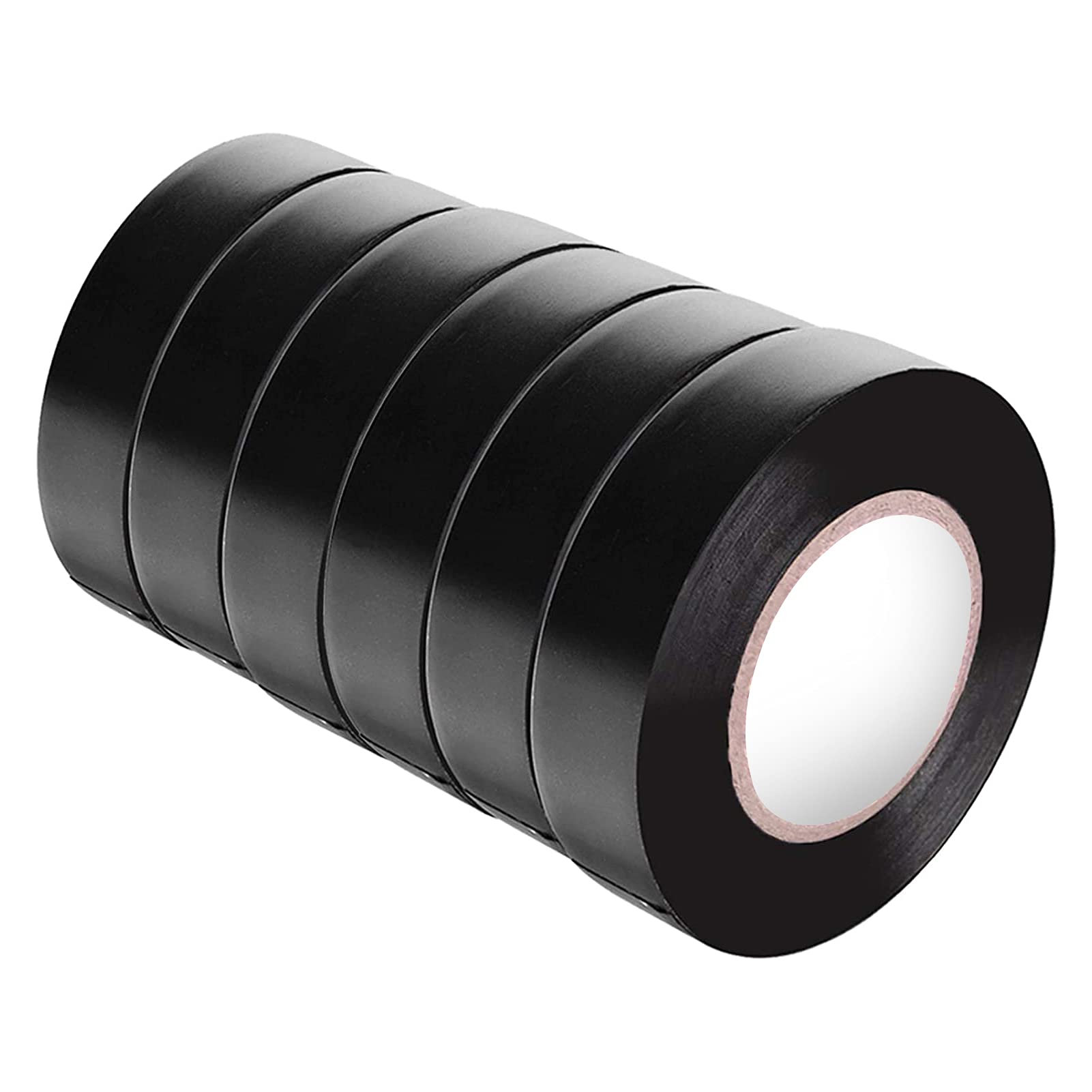 Viaky 6 Pack Electrical Tape Each Roll 0.6" x 50' High End Industrial Grade - Rated to 176 Degrees & 600 Volts - Vinyl Insulating Backing - Perfect for Electric Wiring Projects (6 Black)