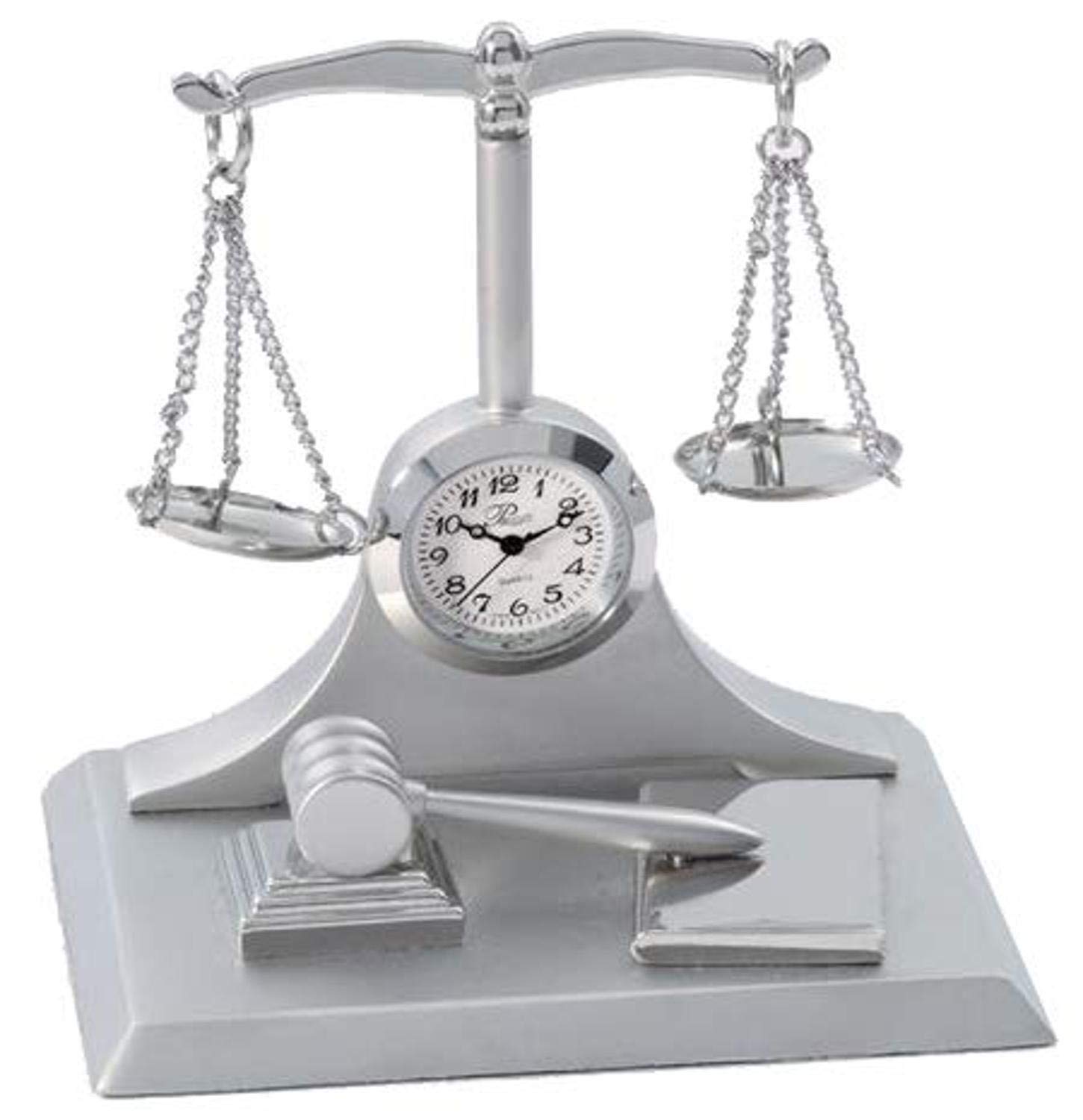 Sanis Enterprises CK371 Scales Of Justice Multi Clock, 3 by 3-Inch, Silver