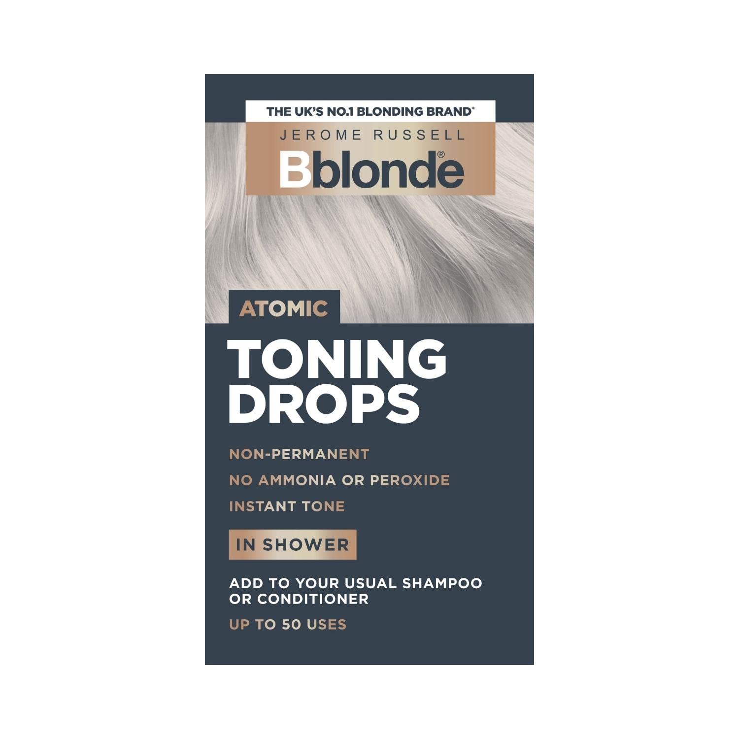 Jerome RussellBblonde Atomic Toning Drops - Non-Permanent Atomic Hair Toner, Refresh & Maintain Blonde Hair Dye, Add Drops in Shower with Shampoo or Conditioner, 50 Uses