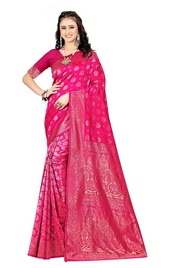 Sugathari Women's Banarasi Saree Pure Kanjivaram Silk Saree Soft new ladies 2023 Design Wear Pattu Sarees Latest Party Sari collections With Blouse Piece for Wedding sadi (SAM PARI-161)