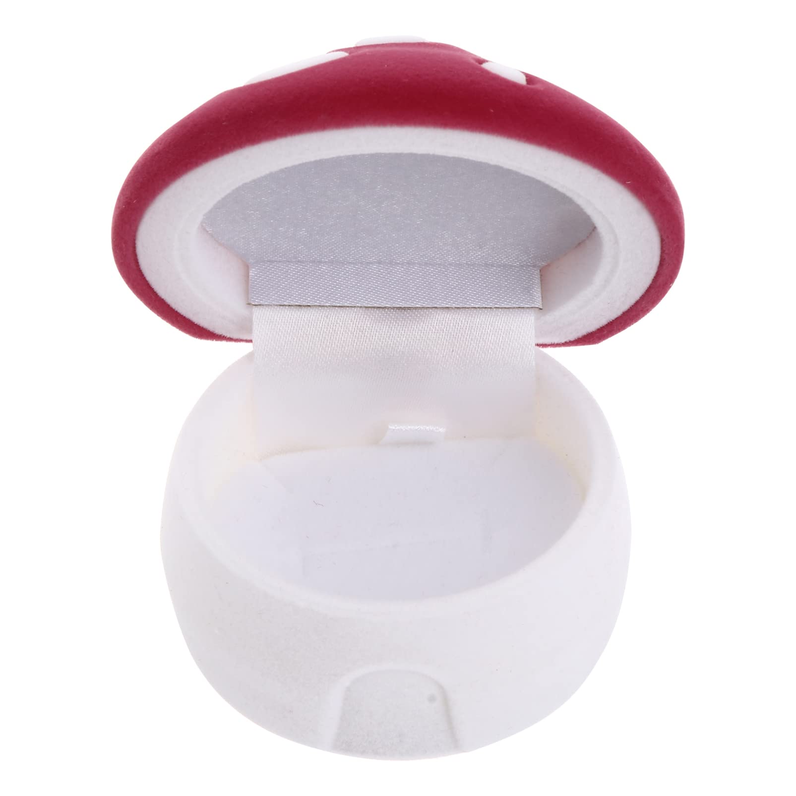 Yardwe Small Jewelry Box Mushroom Ring Box Engagement Wedding Ring Bearer Proposal Ring Case Jewelry Gift Holder Flannel Trinket Treasure Organizer Necklace Container Earring Gift Box