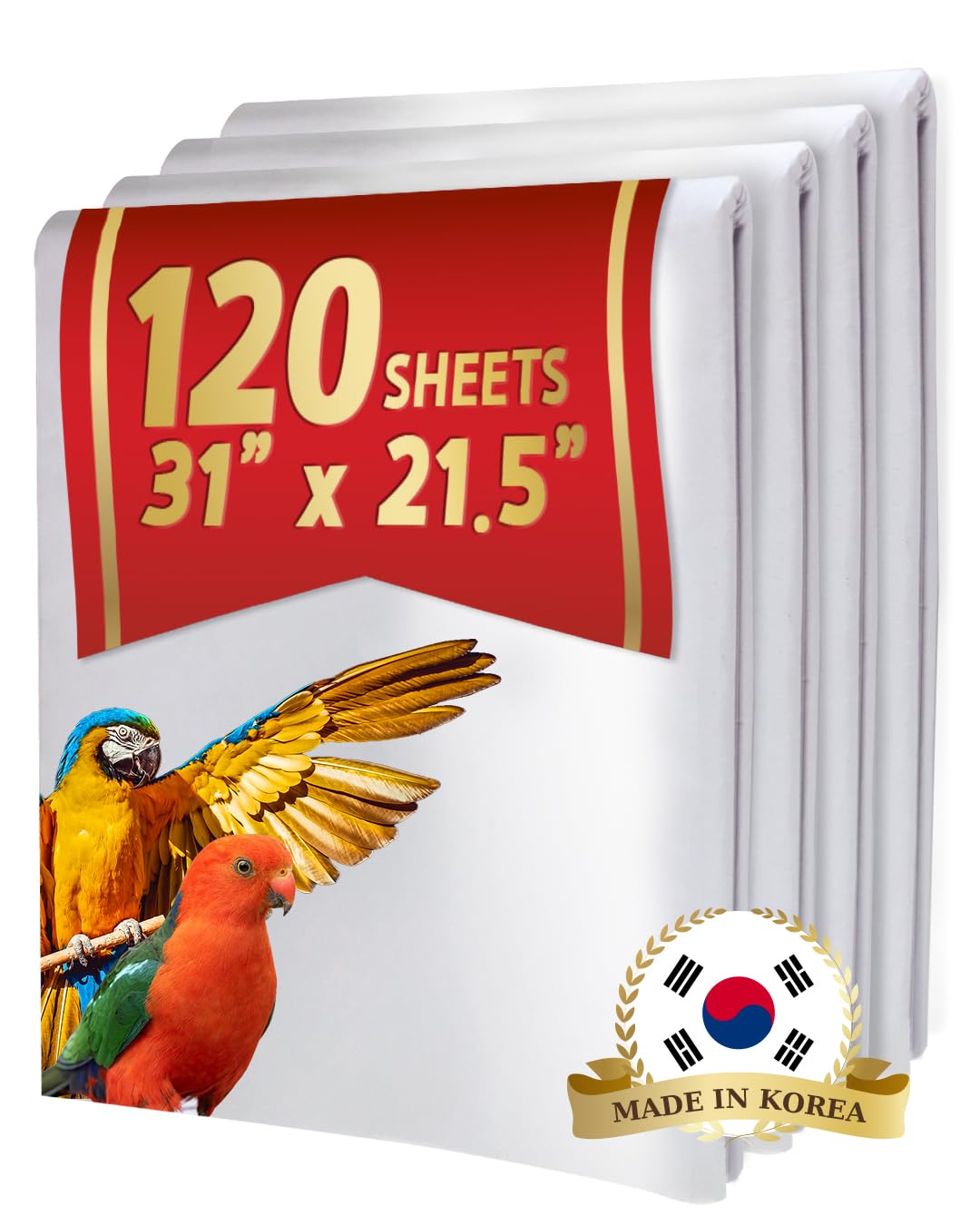 HA SHI Bird Cage Liners - 120 Sheets, 31" x 21.5", Acid-Free Newsprint, 5.5 lb - Perfect for Packing, Pet Cages, Non-Toxic & Safe for Birds, Ideal for Crafts, Shipping, and More…