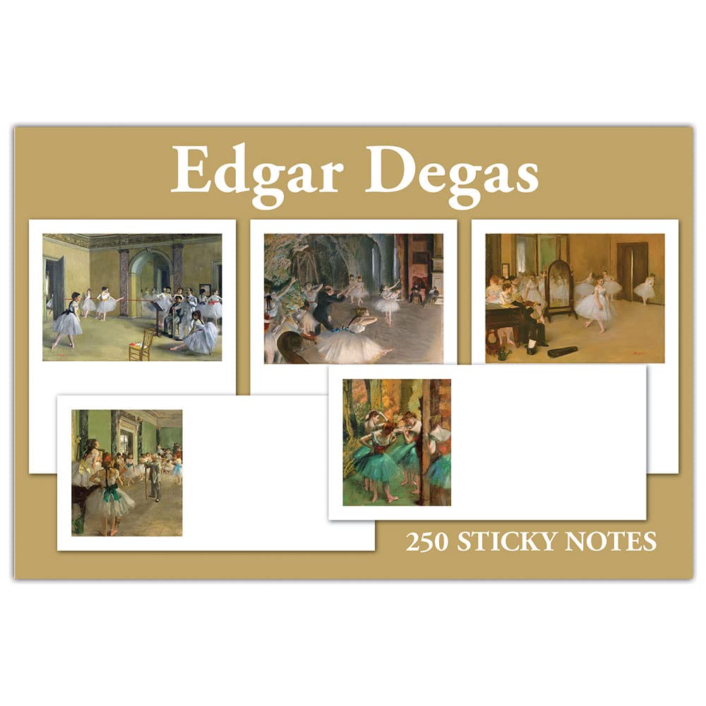 Pigment & Hue Sticky Note Tabs 5 Piece Set - 50 Sheets per Pad, 5 Pads with Different Designs, 250 Sheets (Edgar Degas)