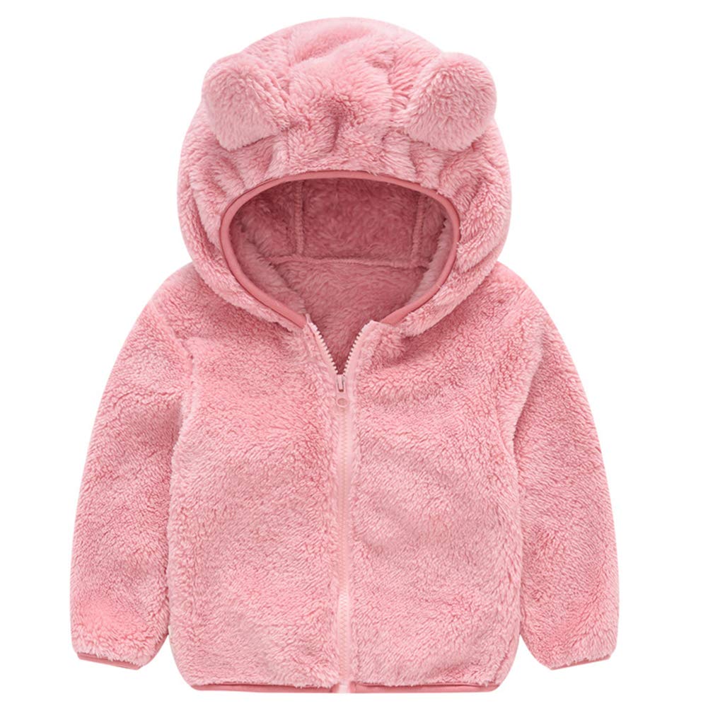 SportsWell Baby Girl Boy Autumn Winter Hooded Zipper Fleece Furry Bear Ear Jacket Coat Outerwear