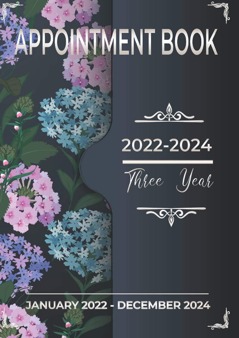 2022-2024 Three Year Appointment Book January 2022 - December 2024: Weekly &Hourly planner for 3 Year with 15 Minute Increment and month tab, Monday ... Salons, Hairdressers, watercolor flower style