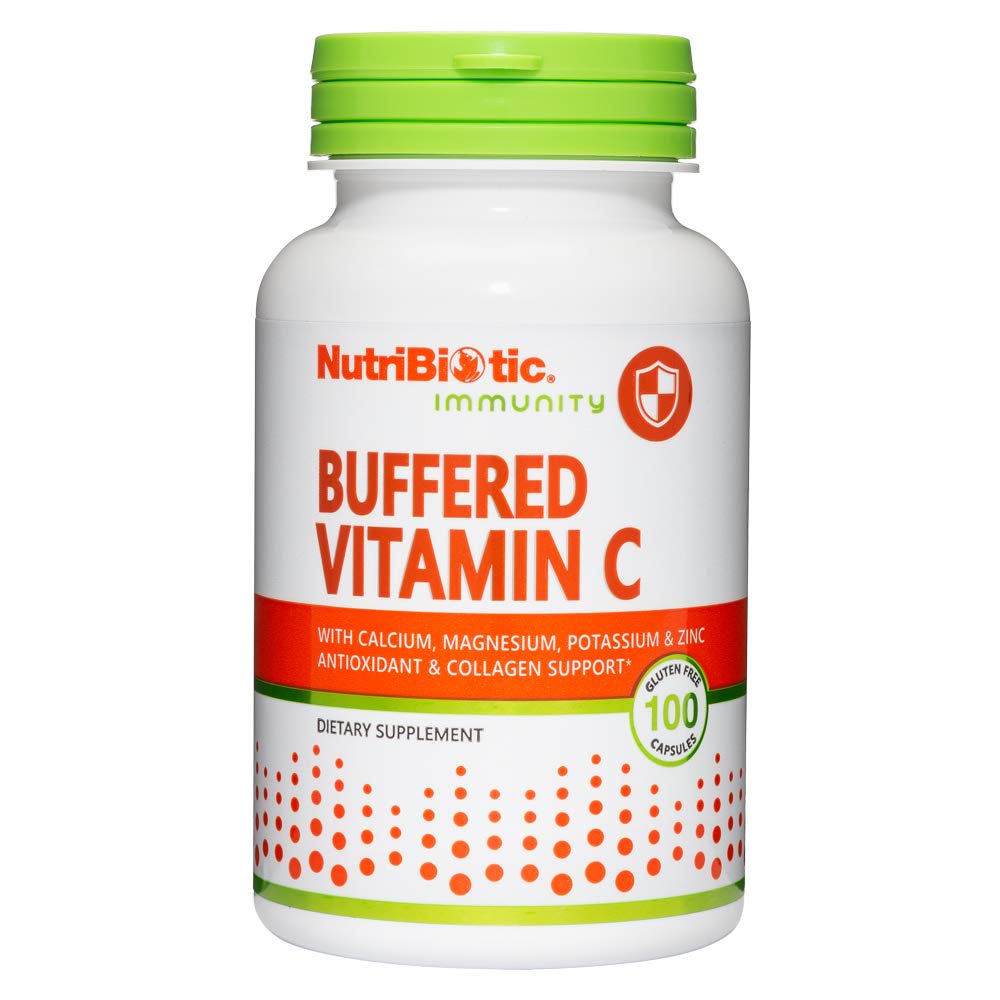 NutriBiotic Buffered Vitamin C, 500 Mg, 100 Caps | Pharmaceutical Grade Vitamin C with Calcium, Magnesium, Potassium, and Zinc | Antioxidant & Collagen Support | Non-GMO & Gluten Free