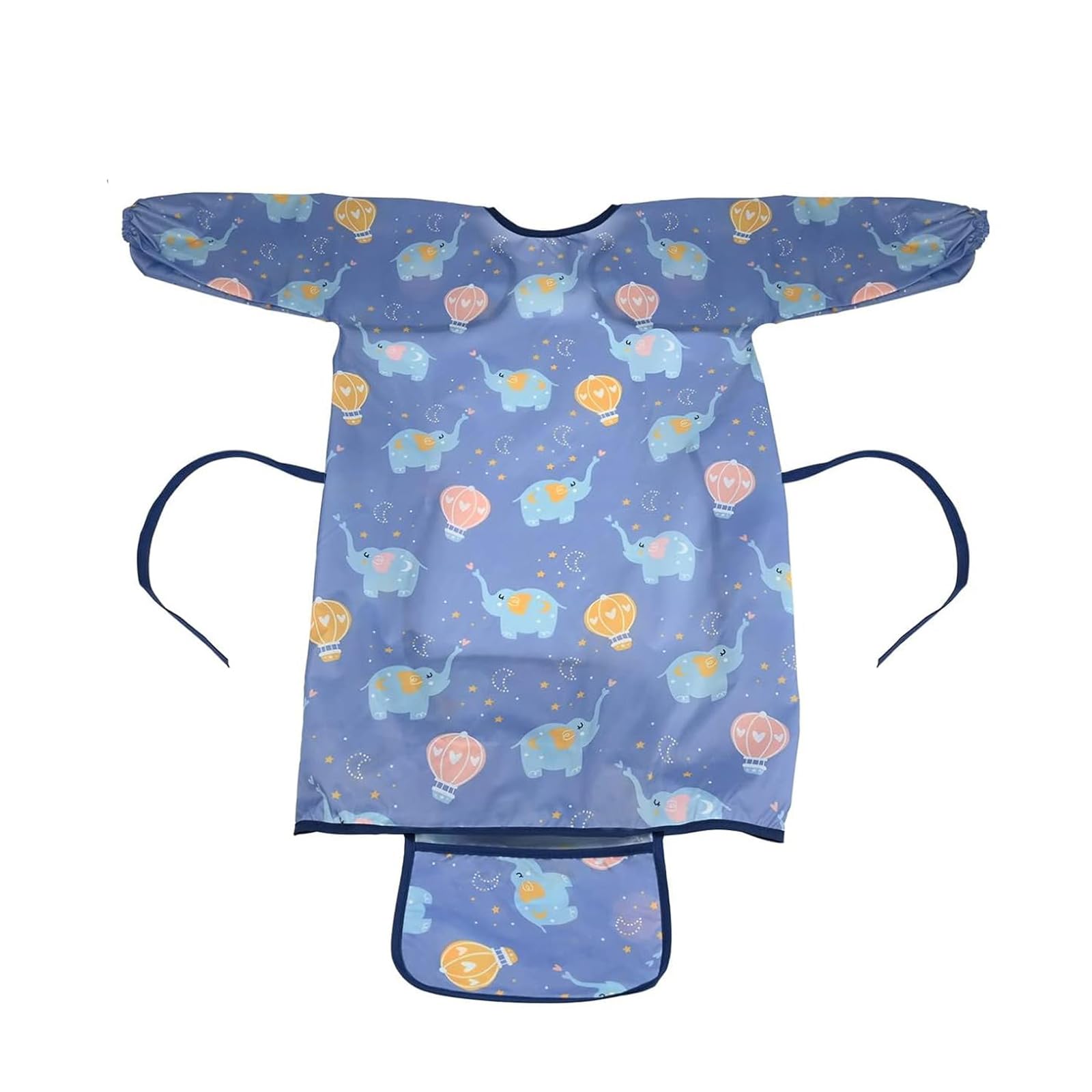 Xspring Coverall Baby Feeding Bib, Waterproof and Stain-Resistant Baby Feeding Smock with Small Pockets, Skin-Friendly Long Sleeves Weaning Bibs, Baby Weaning Bib Attaches to High Chairs and Tables