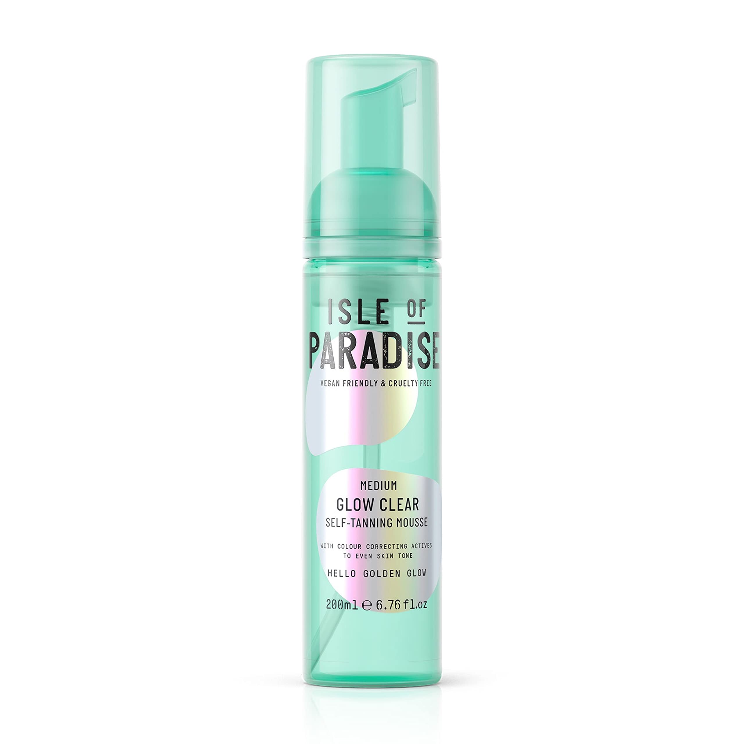 Isle of ParadiseGlow Clear Self-Tanning Mousse, Medium (Golden Glow) - Red Cancelling and Color Correcting Tanning Foam, Vegan and Cruelty Free, 6.76 Fl Oz