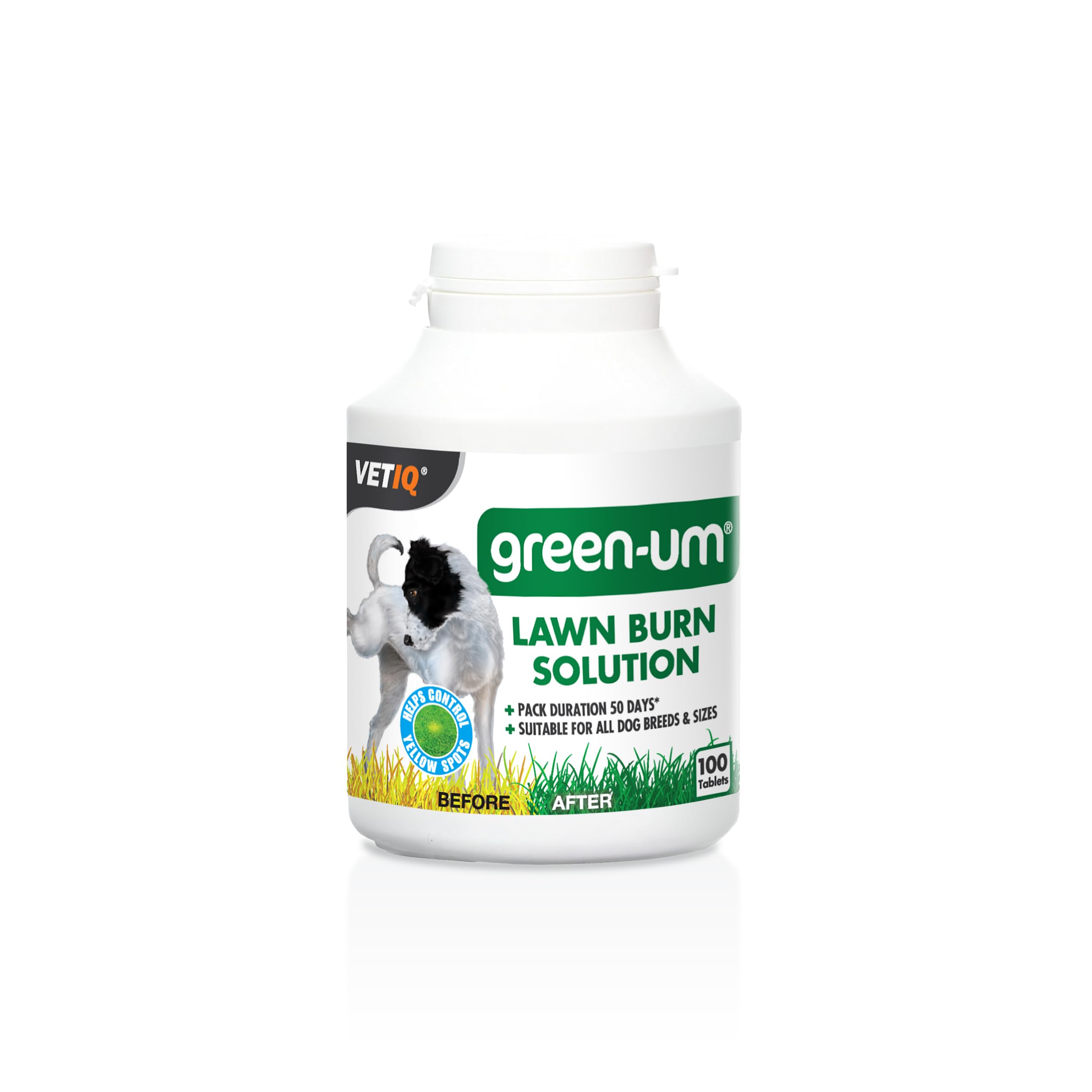 VETIQ Green-Um Lawn Burn Solution, Dog Urine Neutraliser Tablets to Control Nitrogen in Urine to Prevent Lawn Yellow Spots, 100 Tablets