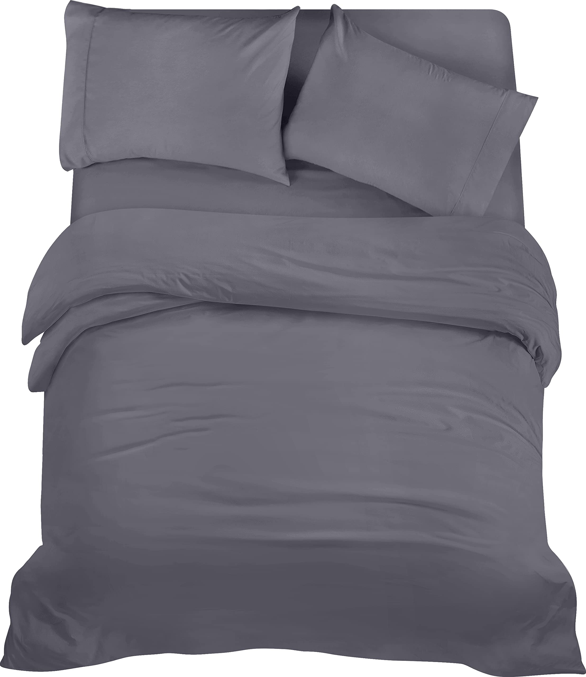 Utopia Bedding 4 Piece Double Bedding Set - Duvet Cover, Fitted Sheet with Pillow cases - Soft Brushed Microfiber (Grey)