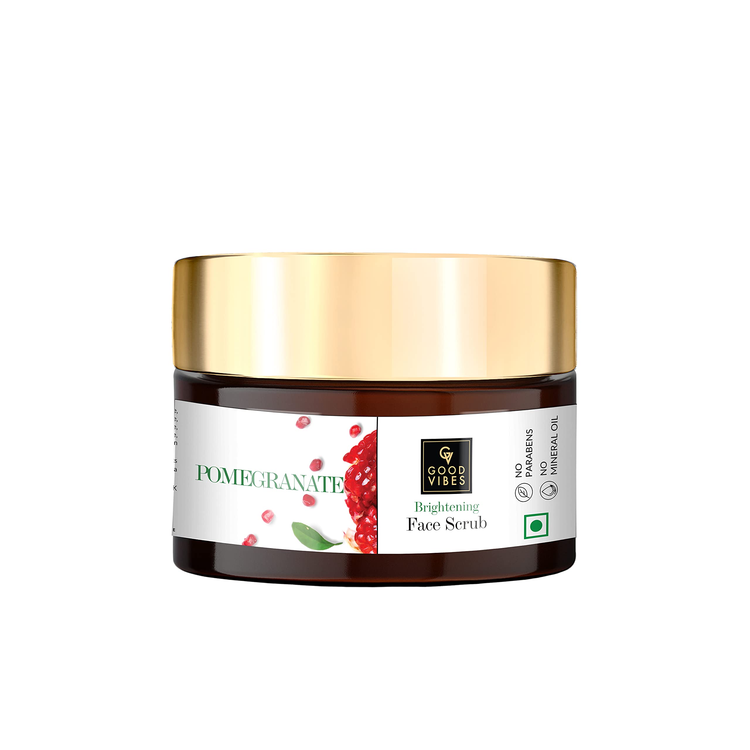 Good Vibes Pomegranate Brightening Face Scrub, 50 g Anti-Ageing, Helps Reduce Dullness & Dark Spots, Gentle Exfoliating Scrub For All Skin Types, No Parabens, Sulphates & Mineral Oil