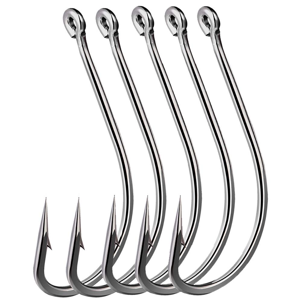 Dyxssm 150pcs/lot Forged Long Shanked Fishing Hooks Stainless Steel Fishing Hook for Saltwater Freshwater, Circle Octopus Fishing Hooks