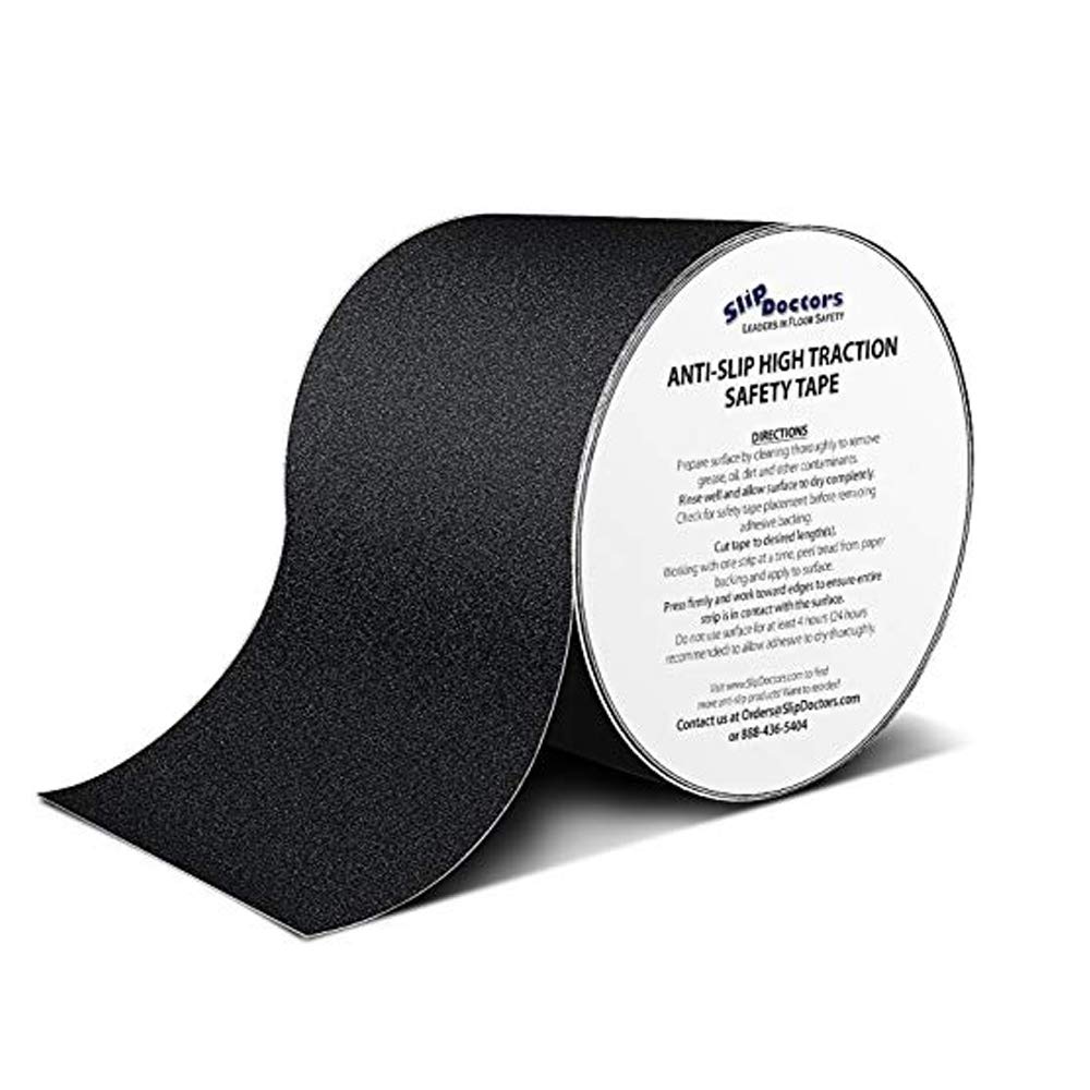 SlipDoctors Anti Slip Traction Tape (4" x 15 FT) Black, 60 Grit, Heavy Duty Safety Tape for Indoor/Outdoor, Ramps, Stairs and more. Strong Adhesive Non Skid Treads.