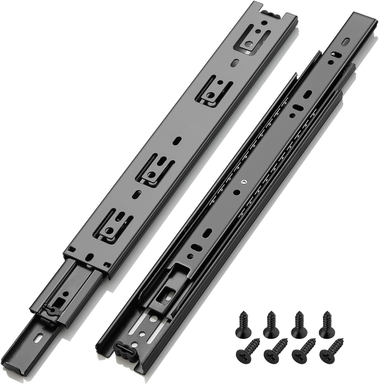 AOLISHENG Drawer Runners Cabinet Drawer Slides 300mm 45kg Load Capacity Heavy Duty Kitchen Draw Runners Full Extension Ball Bearing Draw Sliders Replacement Rails Side Mount, Black 1 Pair