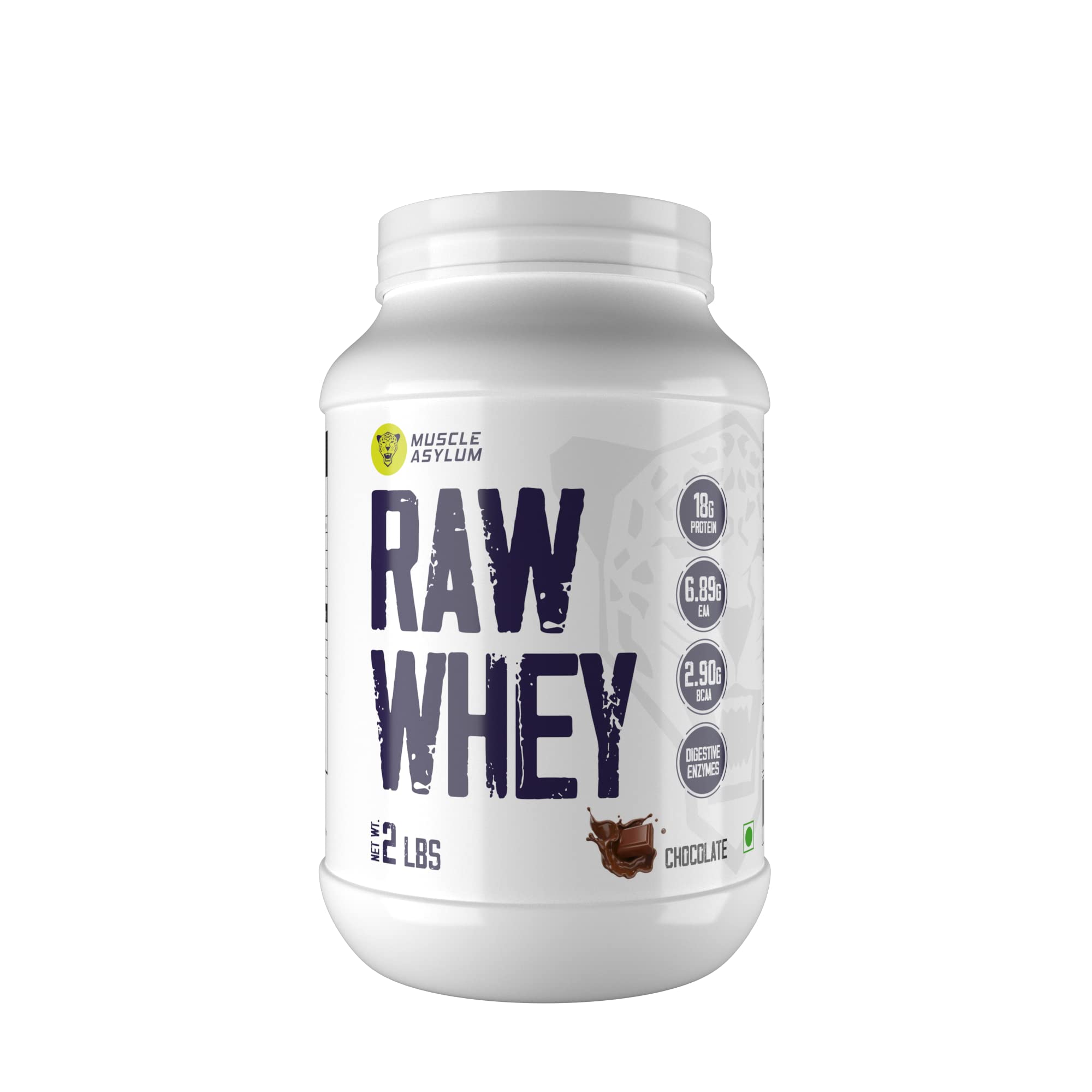 Muscle Asylum Raw Whey Protein Concentrate l 900g/2lbs, 26.5 Servings l Chocolate l With Genuine Lab Reports l Muscle Building & Recovery | Increased Muscle and Strength | 18g Protein, 2.90G BCAA