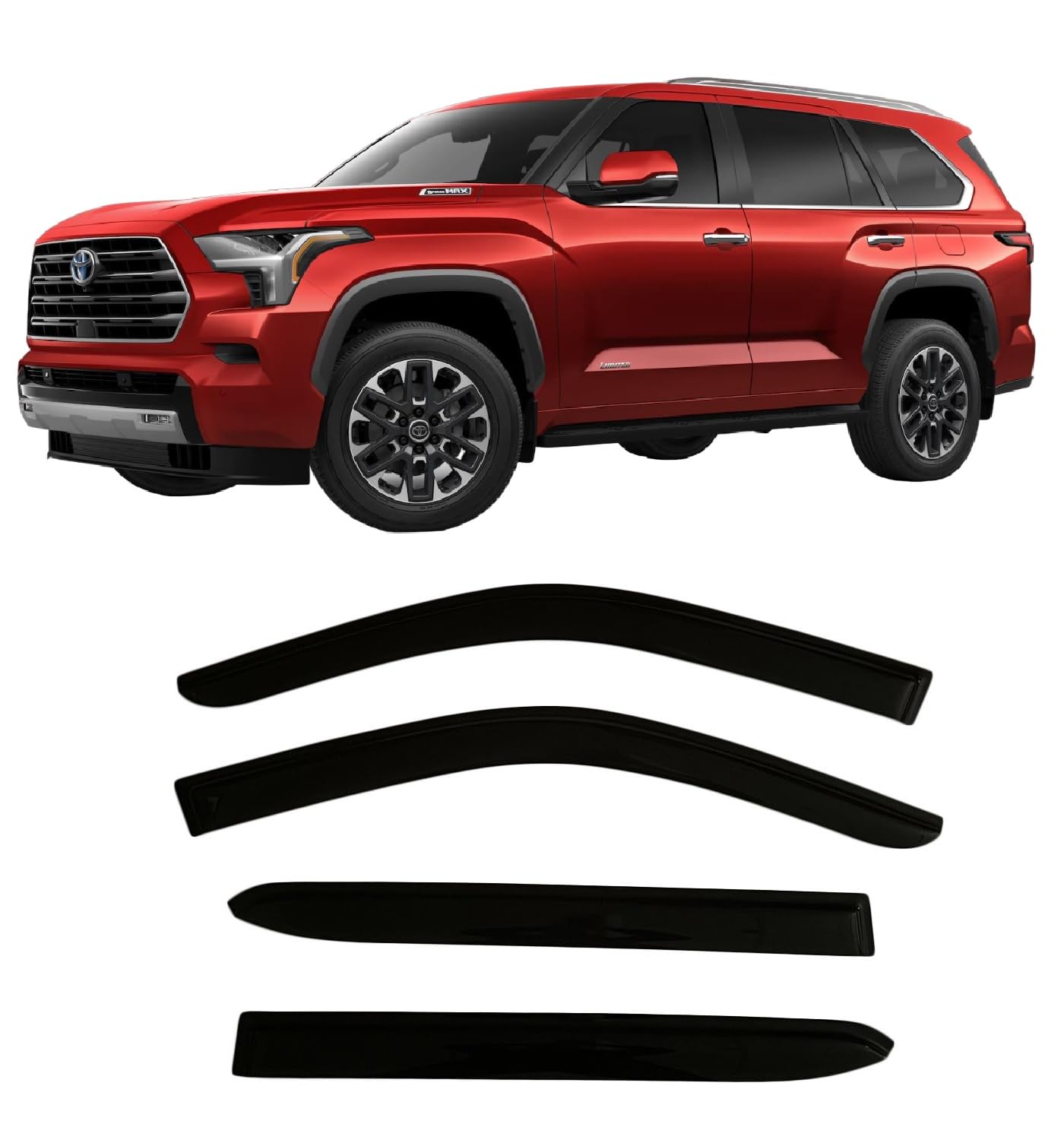 2023-2025 Side Window Visor Deflectors for Toyota Sequoia Rain Guards SR5 Limited Platinum TRD Pro Capstone Smoke Tinted Protectors 2024