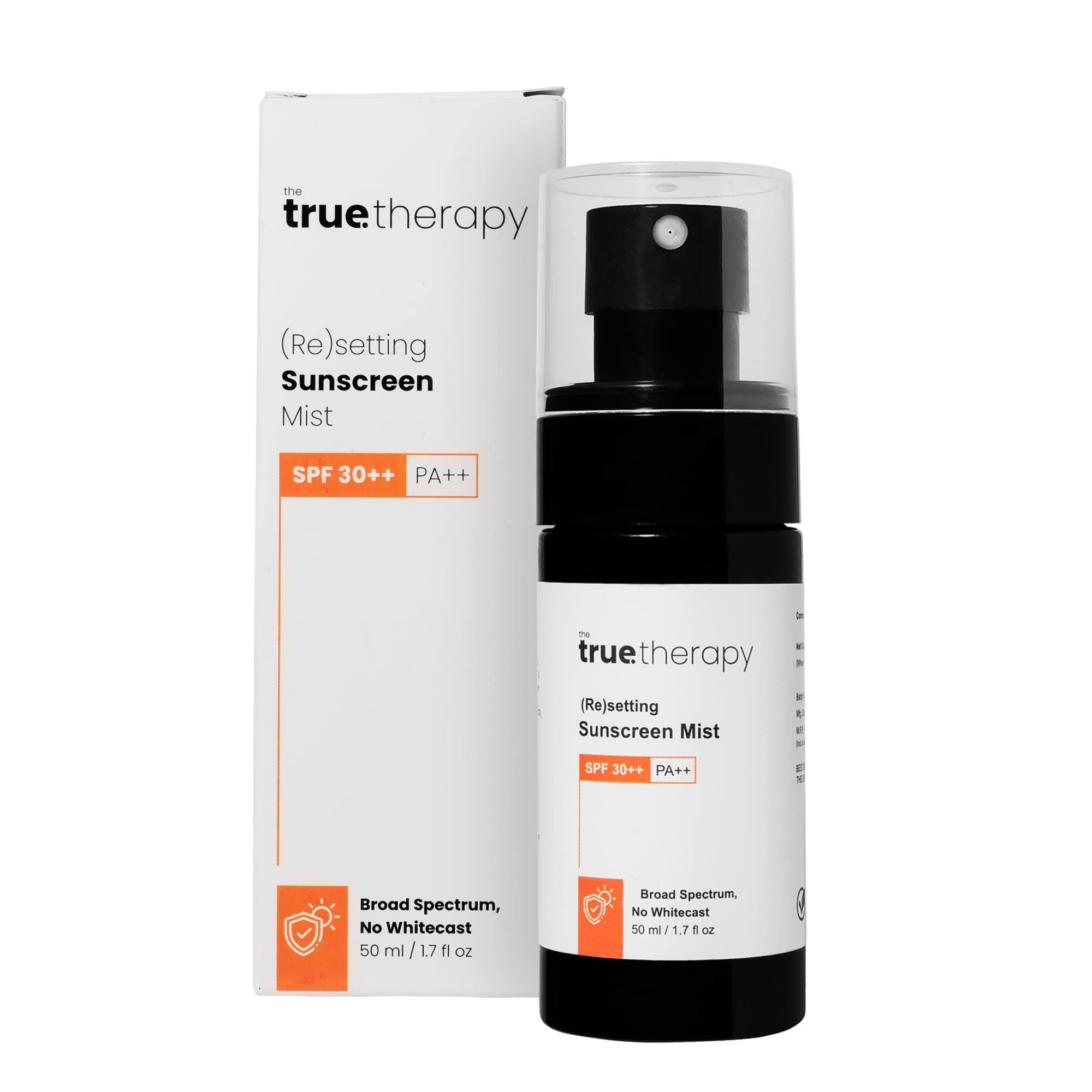 The True Therapy (Re) Setting Sunscreen Mist (Spray) for Men & Women, SPF 30++ PA++ Broad Spectrum Body Sunscreen, Sun Block, Aftercare Sunscreen Spray, Non Harming Skin Care(50ml)