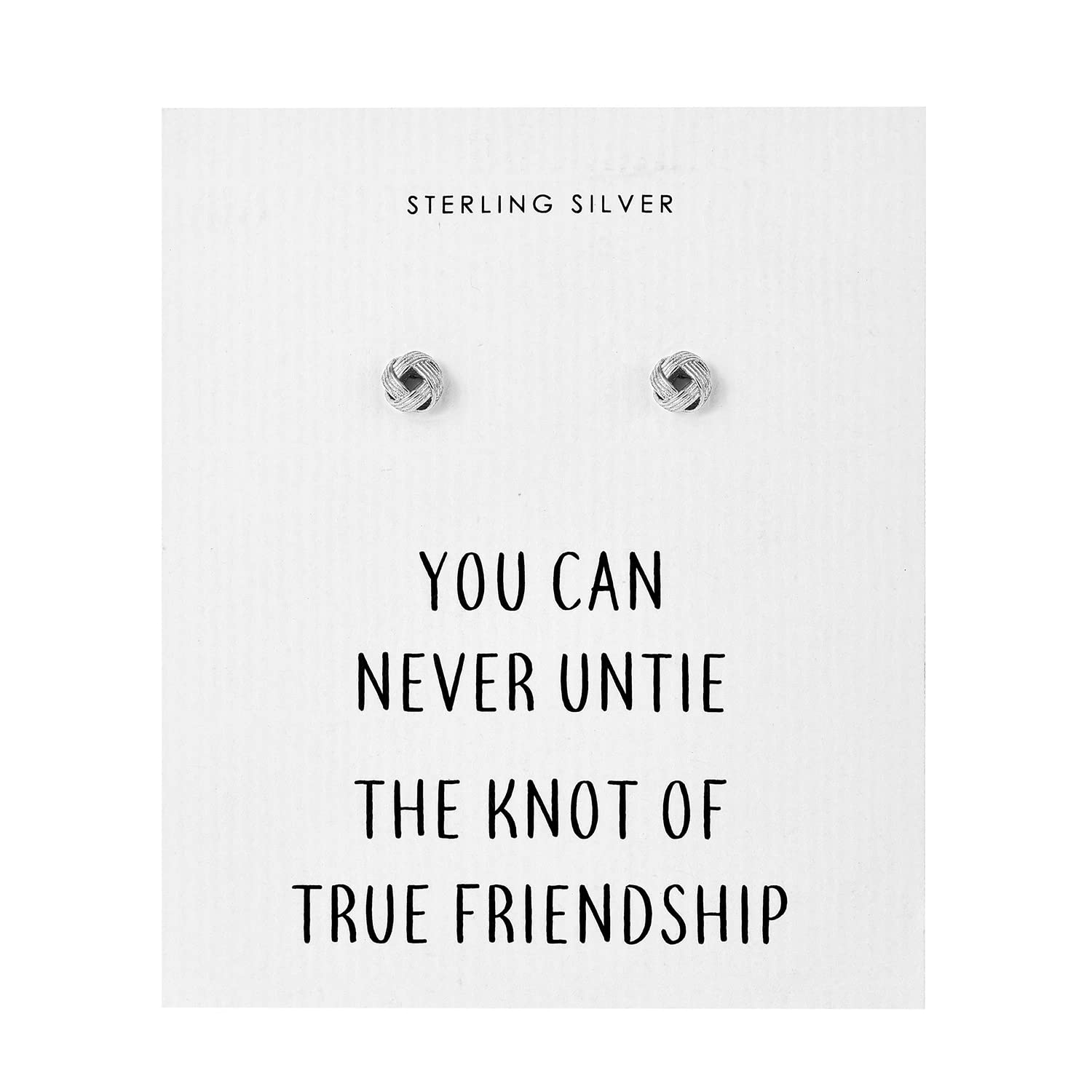 Philip Jones Sterling Silver Friendship Quote Knot Earrings