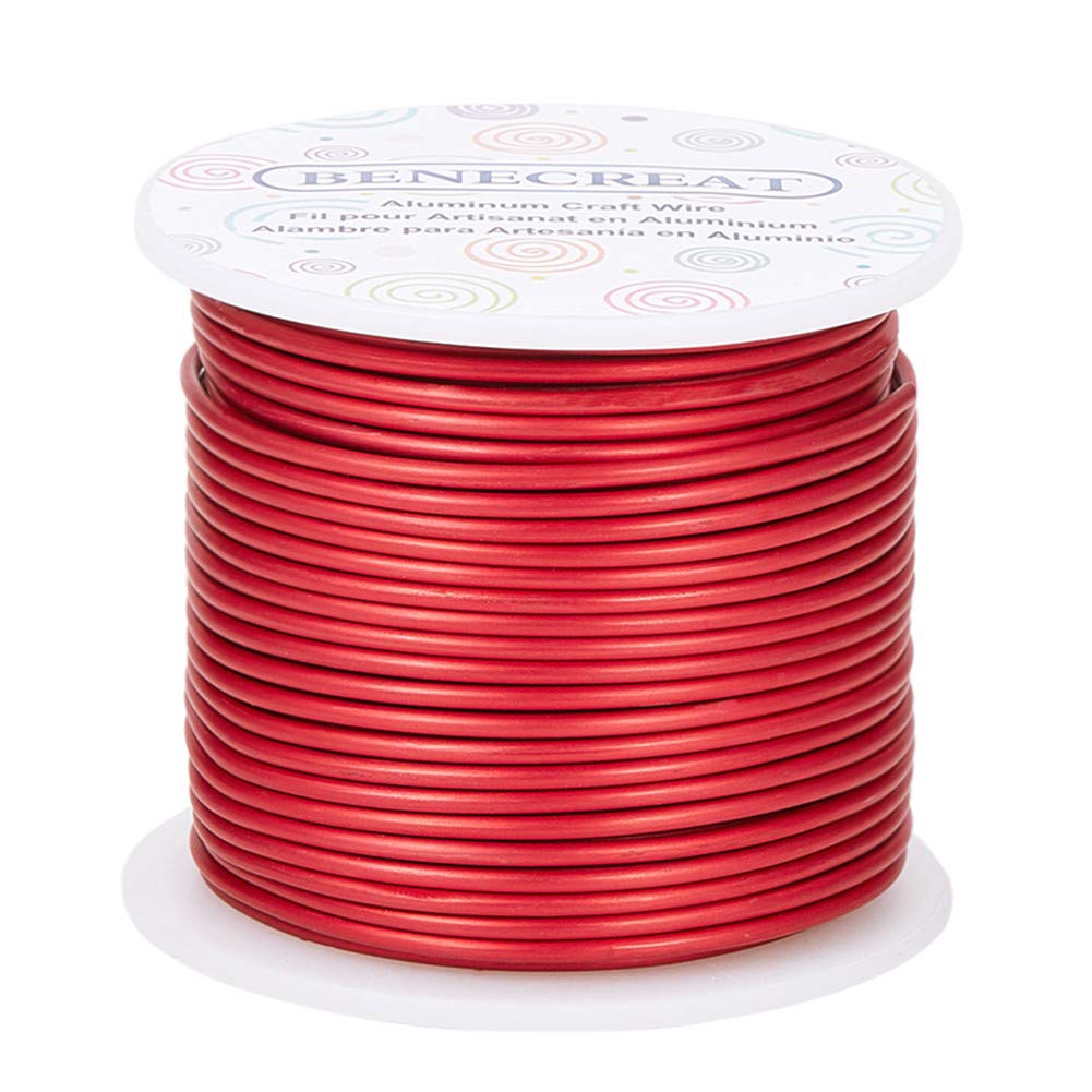 BENECREAT 12 Gauge Matte Jewelry Craft Wire 100 Feet Tarnish Resistant Aluminum Wire for Beading Sculpting Model Skeleton Making (FireBrick, 2mm)