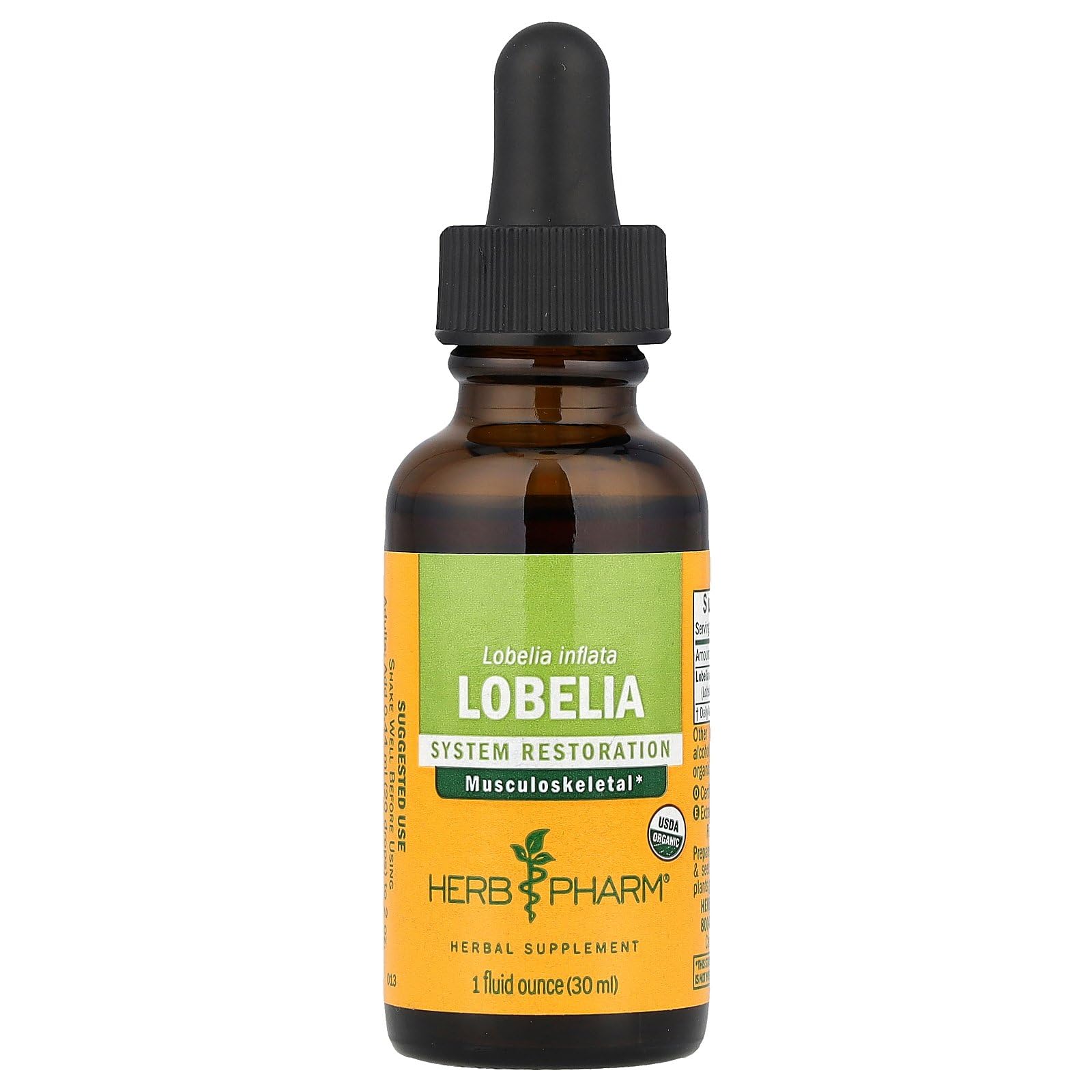 Herb Pharm Certified Organic Lobelia Liquid Extract for Musculoskeletal System Support - 1 Ounce