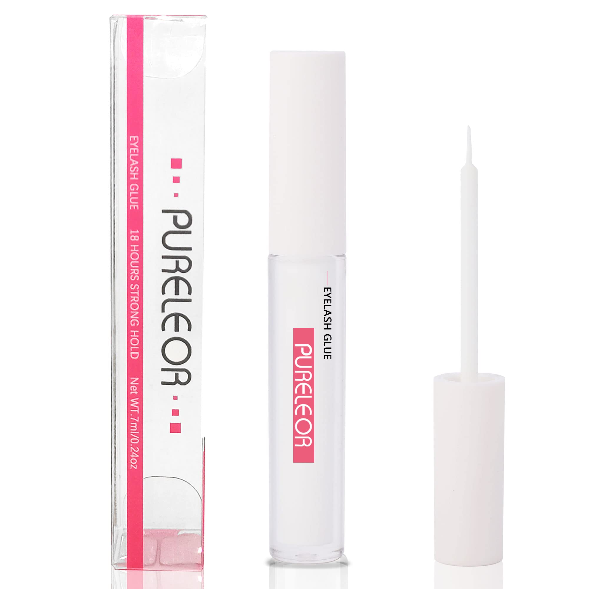 PURELEOREyelash Glue White Super Strong Hold False Eyelash Glue Latex Free Lash Glue for Sensitive Eyes Fast Drying Strip Lash Adhesive Waterproof 7ml 0.24oz