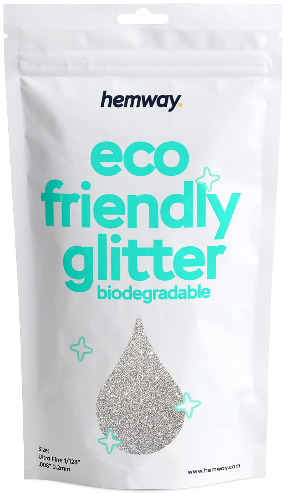 (Silver) - Hemway Eco Friendly Biodegradable Glitter 100g / 100ml Bio Cosmetic Safe Sparkle Vegan For Face, Eyeshadow, Body, Hair, Nail And Festival Makeup, Craft - 1/128" 0.008" 0.2mm - Silver