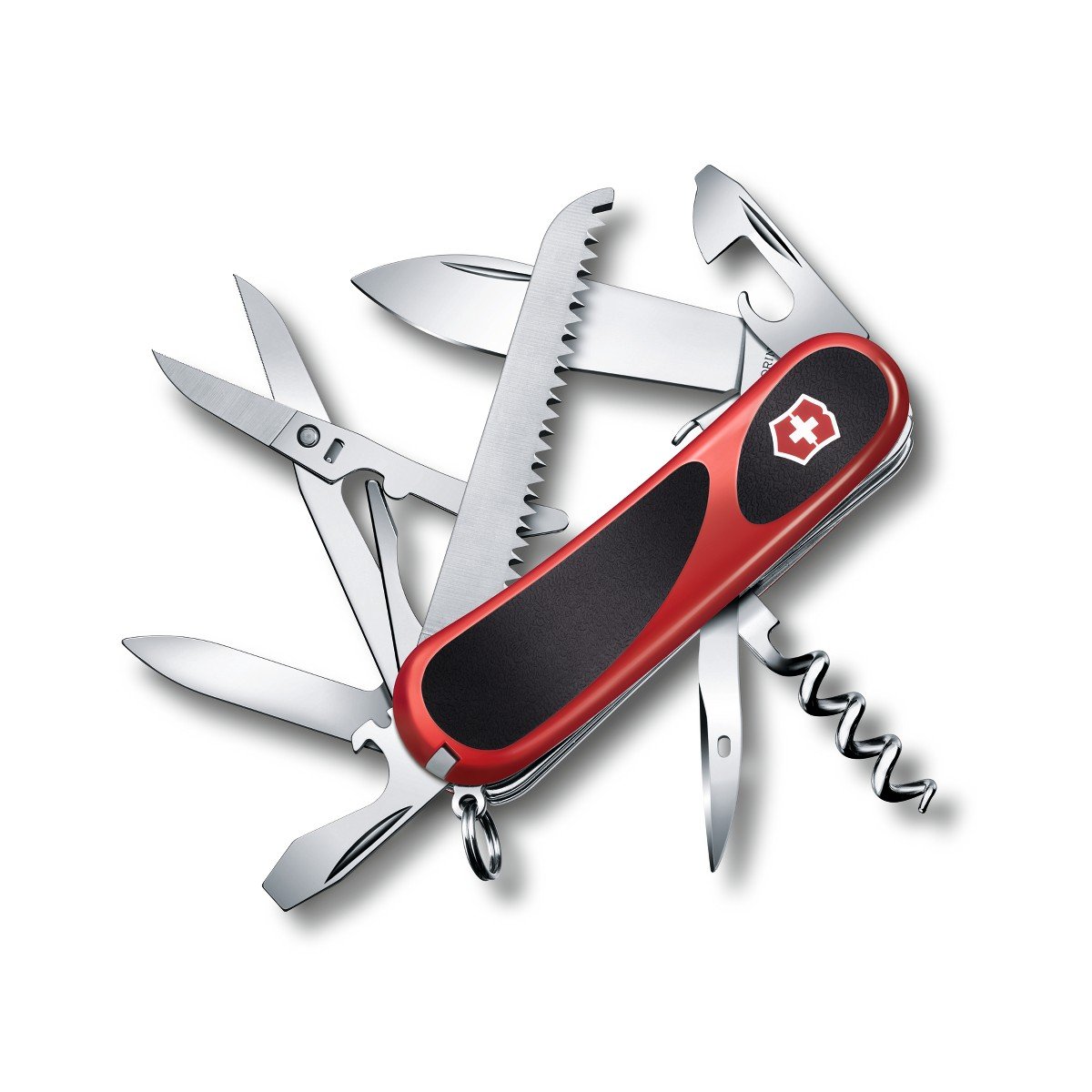 Victorinox Evolution S17 Grip Swiss Army Knife, 15 Functions, Swiss Made Pocket Knife with Large Blade, Screwdriver and Lock Blade - Red/Black