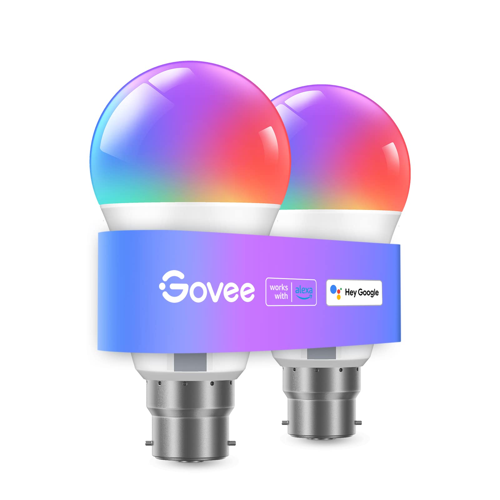 Govee RGBWW Smart Bulb, WiFi Alexa Light Bulbs B22, 54 Dynamic Scenes, 800LM, Music Sync, DIY 16 Million Color, Work with Alexa & Google Assistant, 2 Packs