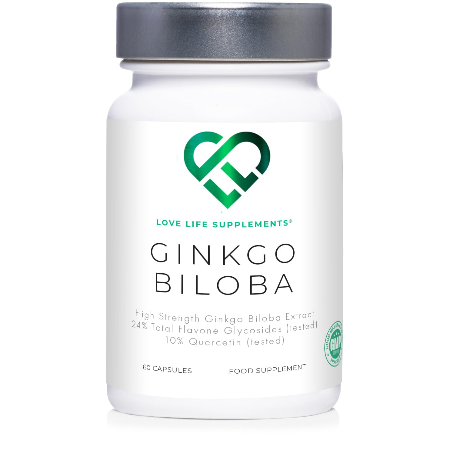 Ginkgo Biloba Capsules High Strength | 15,000mg 50:1 Extract (from Ginkgo Biloba Leaves) - 60 Servings | 24% Flavone Glycosides (3rd Party Tested) | Pure Ginkgo (No Fillers) | Love Life Supplements