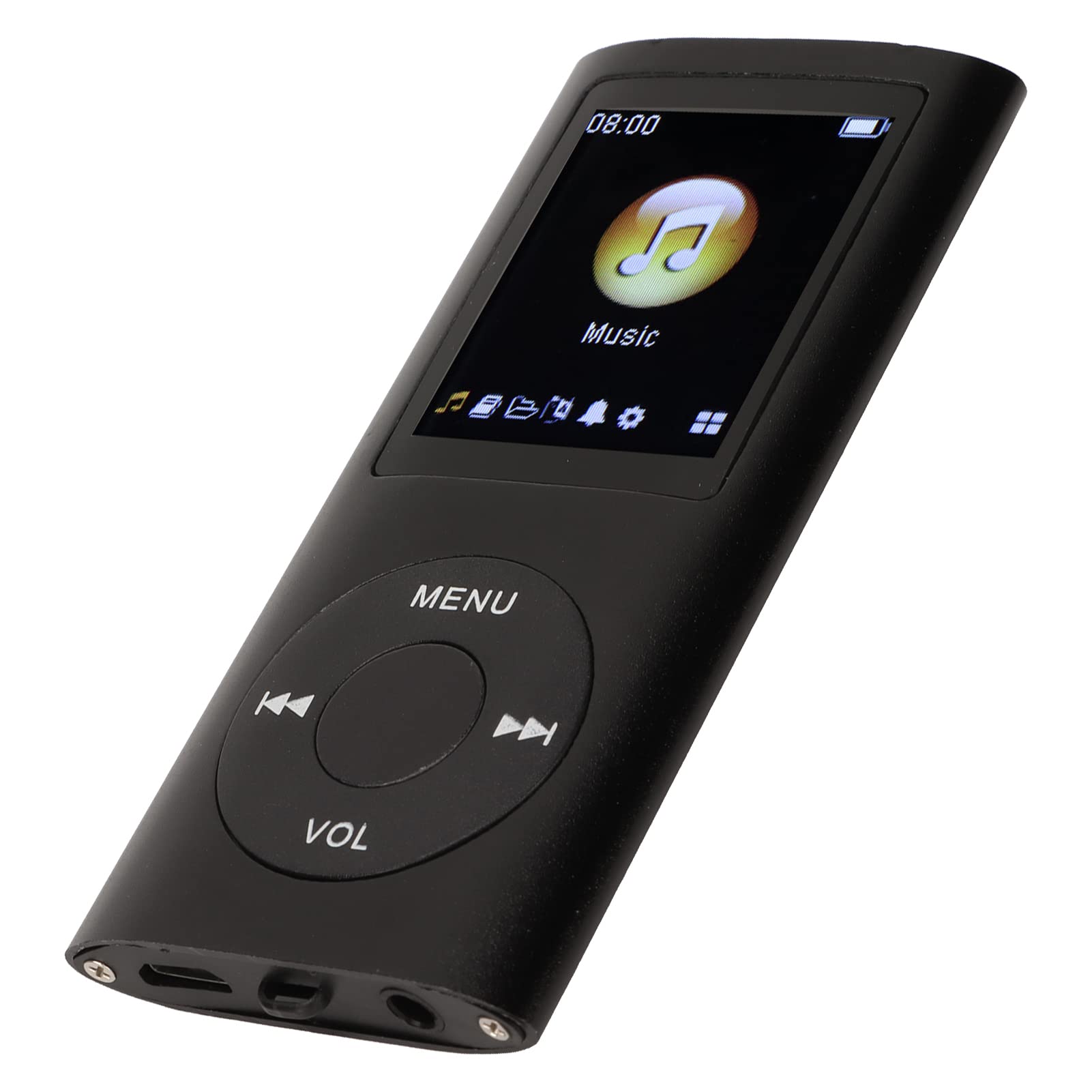 MP3/MP4 Player, Portable Music Player with Earphone, 1.8 inch HD Screen, Support up to 64GB Memory Card, 8H Playing time, Super Light Metal Shell(Black)