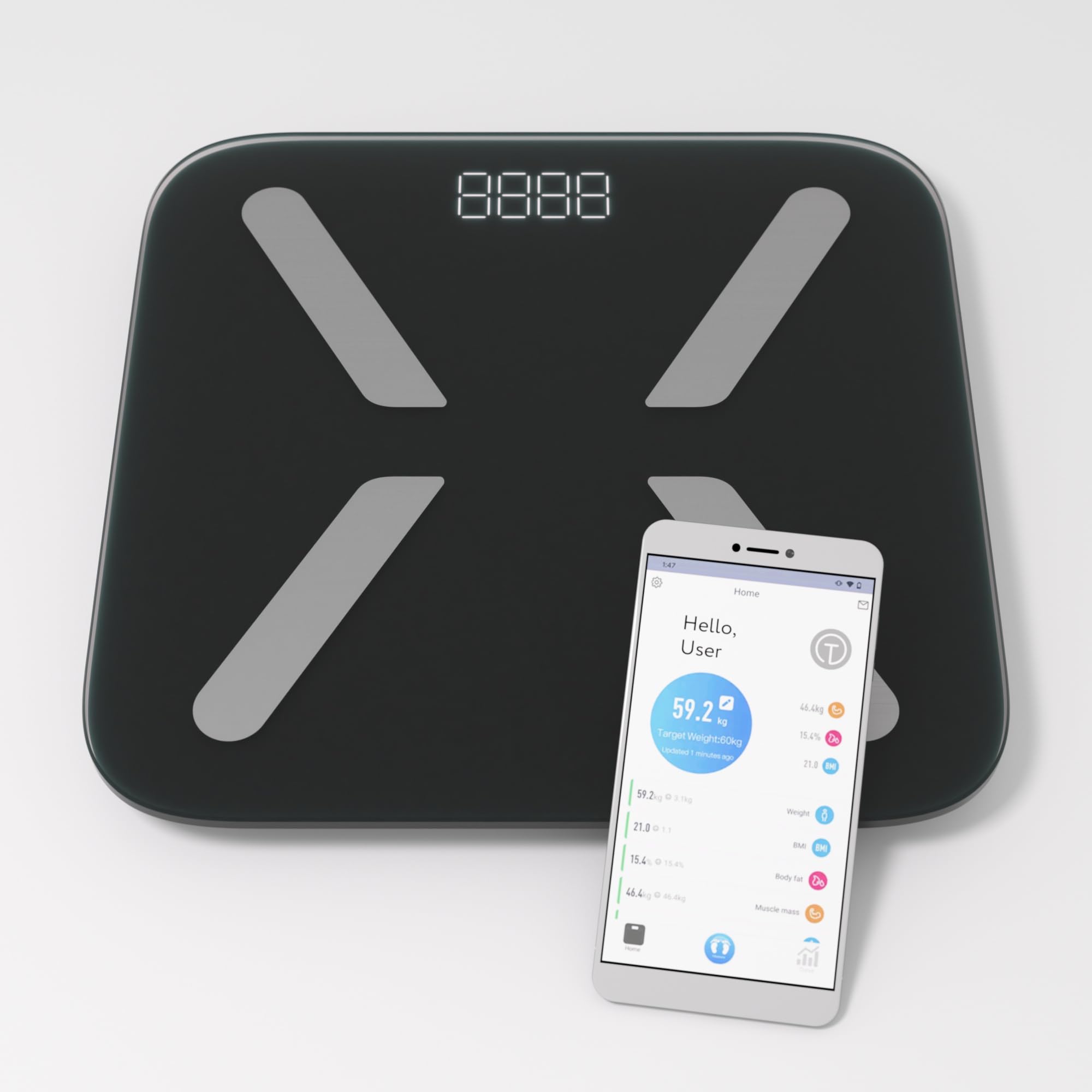 TElectronics - Smart Body Weight Scale - Digital Scales for bathroom use - 14 Different Parameters - 440lb - Black