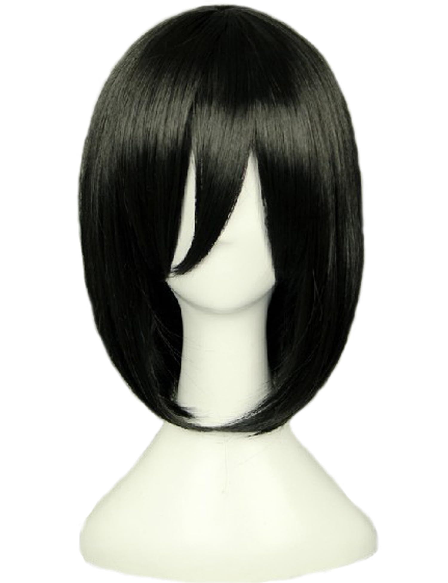 AngelaicosUnisex Straight Fiber Costume Cosplay Party Full Bob Wigs Short Black