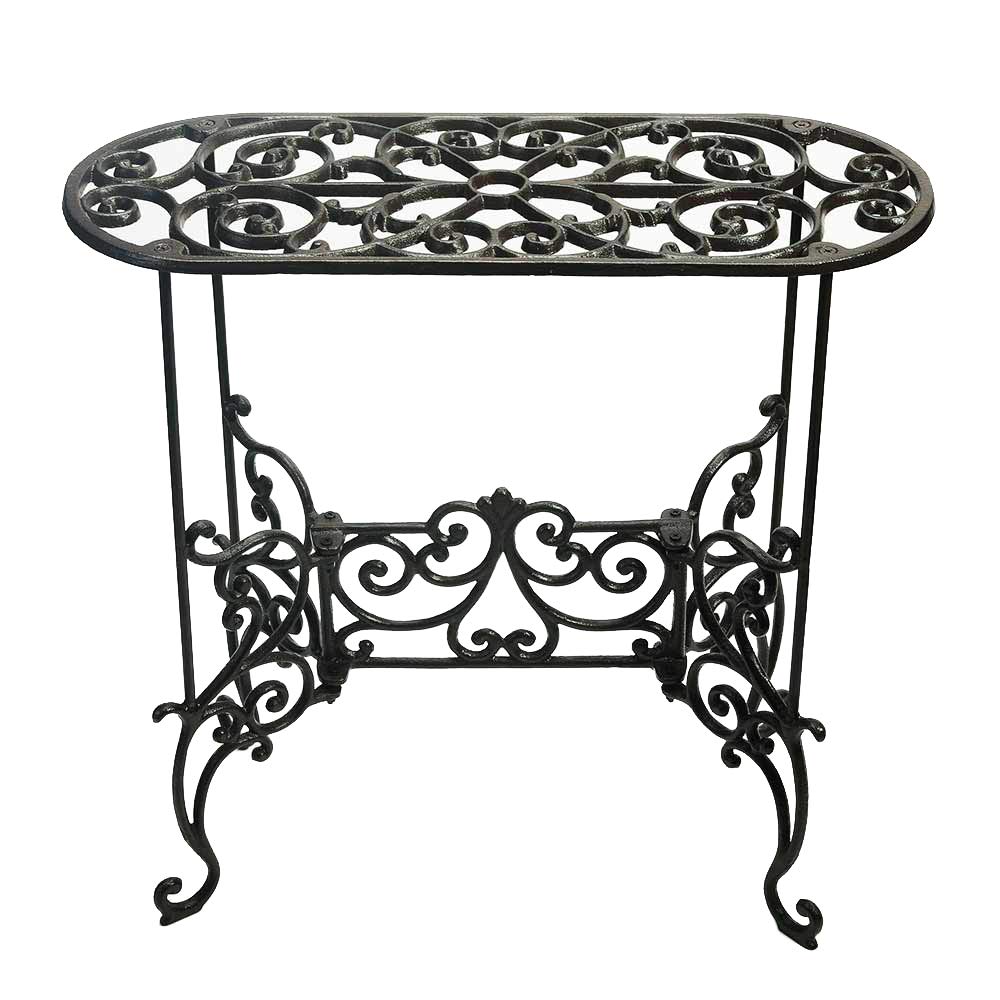 Sungmor Heavy Duty Cast Iron Potted Plant Stand Garden Table - 22.6IN. 1 Tier Metal Stands - Decorative & Vintage Style Indoor Outdoor Corner Shelf for Planters Vases Lanterns Ornaments Books and More