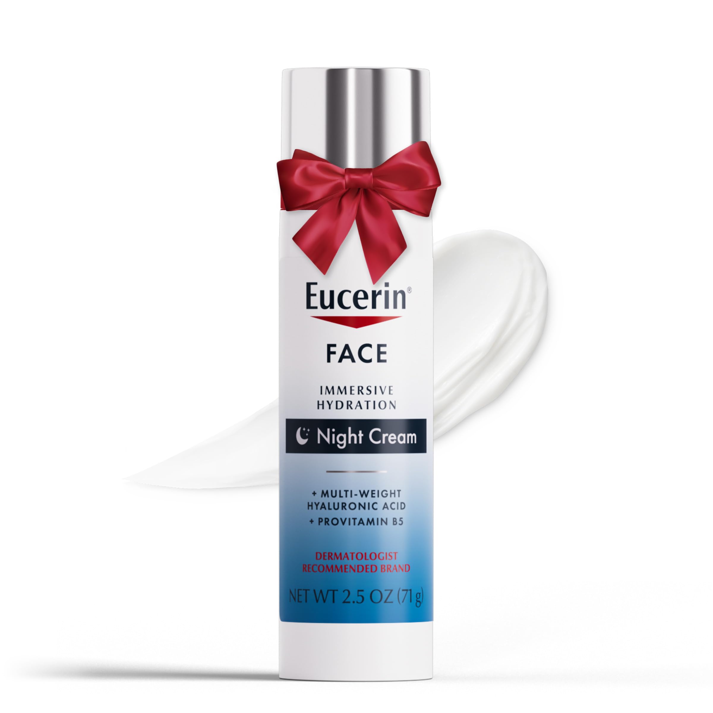 Eucerin Face Immersive Hydration Night Cream with Hyaluronic Acid and Provitamin B5, Ultra-Lightweight Face Moisturizer Smooths Fines Lines and Wrinkles, 2.5 Oz Bottle