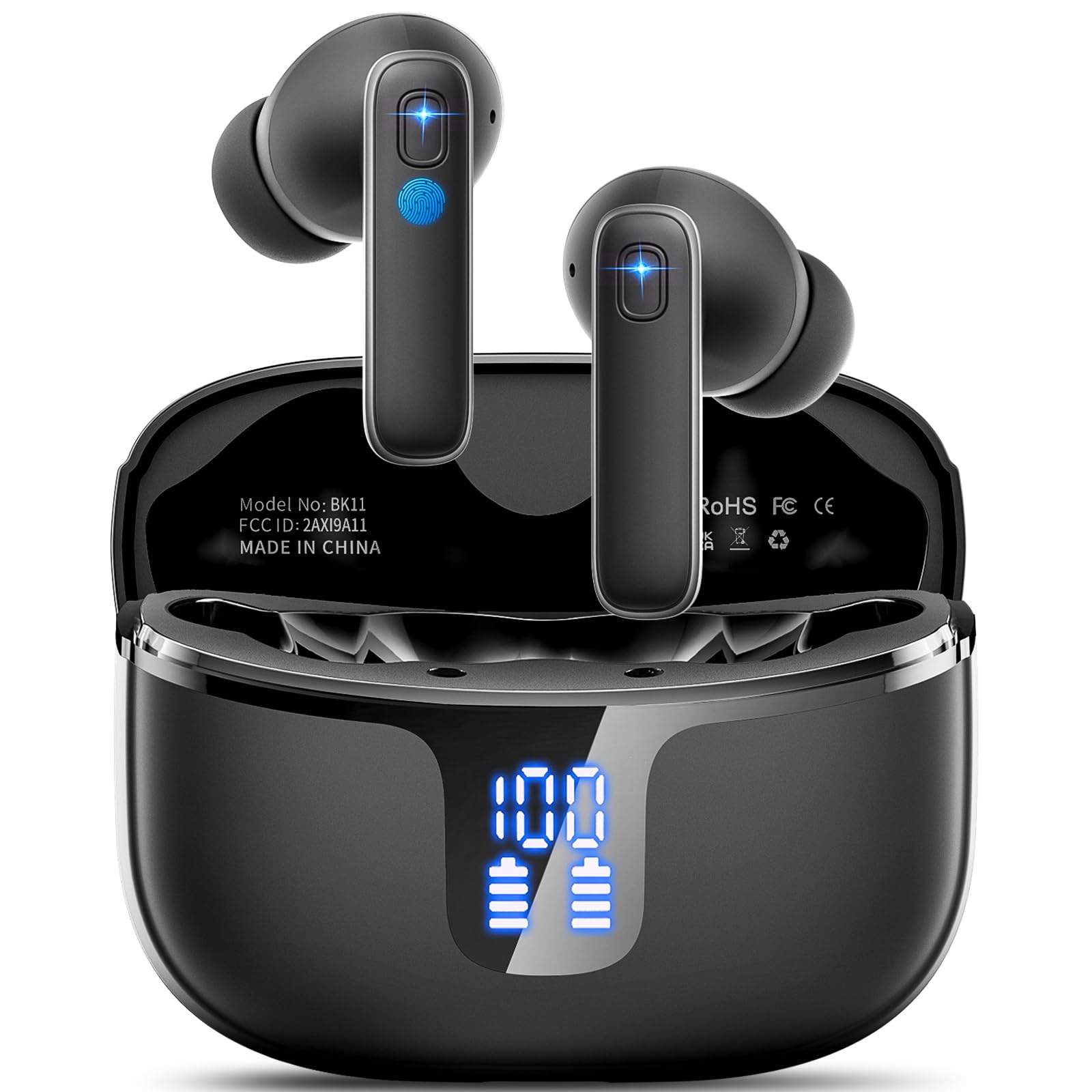 Wireless Earbuds Bluetooth 5.3 Headphones, Bluetooth Earbuds with 14.2mm Dynamic Drivers, Noise Cancelling Earphones Wireless Bluetooth, 40H Playtime and LED Power Display, In Ear Buds for Android iOS