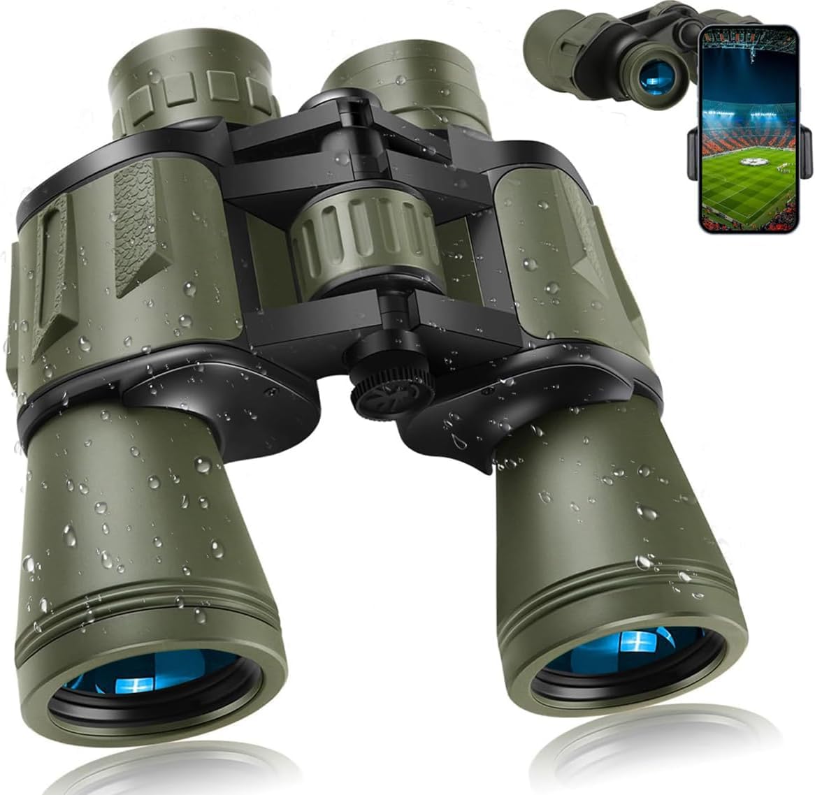 20x50 High Powered Binoculars for Adults,Compact Binoculars Telescope with Low Light Vision for Bird Watching Travel Stargazing Concerts Camping -BAK4 Prism FMC Lens with Phone Adapter,Waterproof