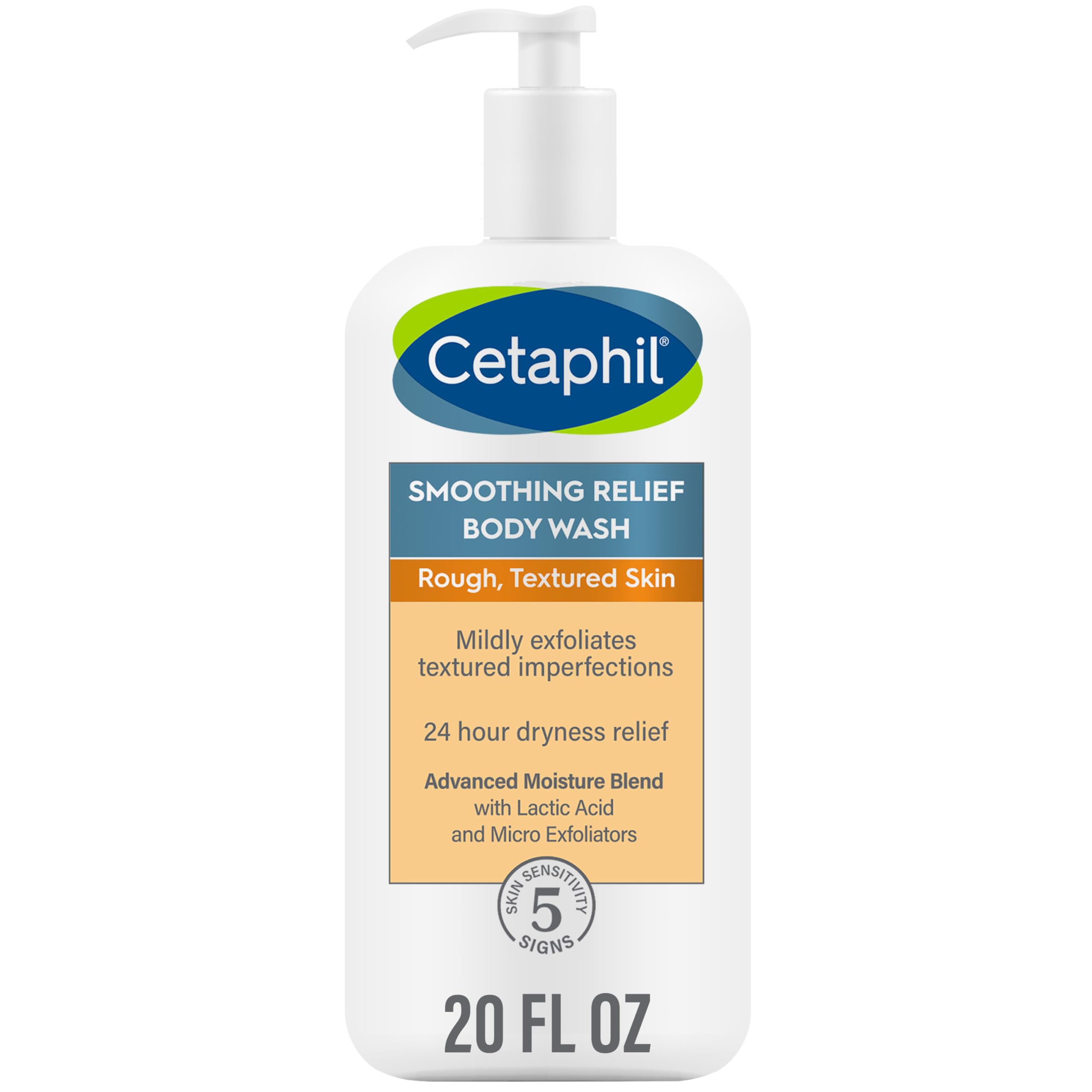 Cetaphil Body Wash by NEW Smoothing Relief Exfoliating Body Wash, Mildy Exfoliates to Smooth Rough, Textured Skin, 24 Hour Dryness Relief, For Sensitive Skin, 20 oz, 20 Fl Oz (Pack of 1)