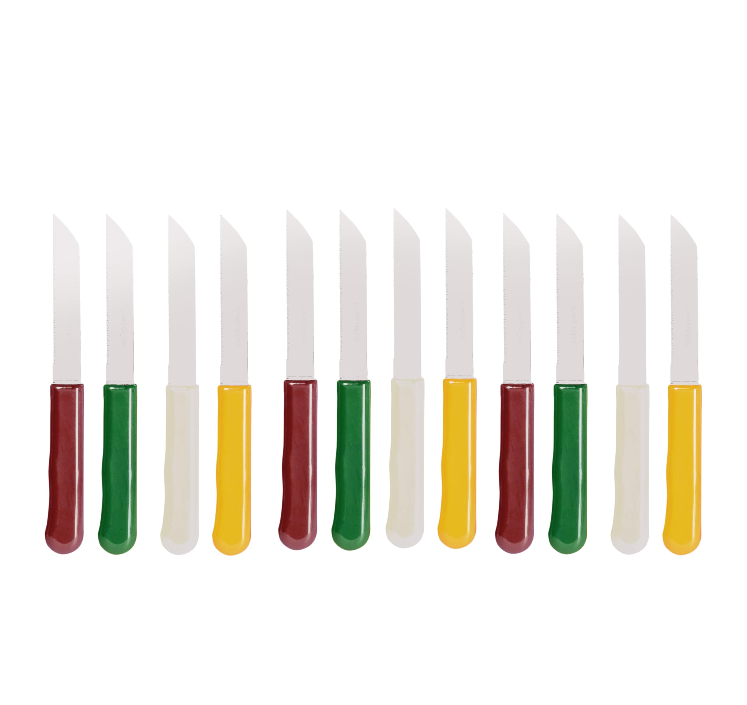 Fixwell Stainless Steel Multi Purpose Knives, 12 pcs, RED GREEN