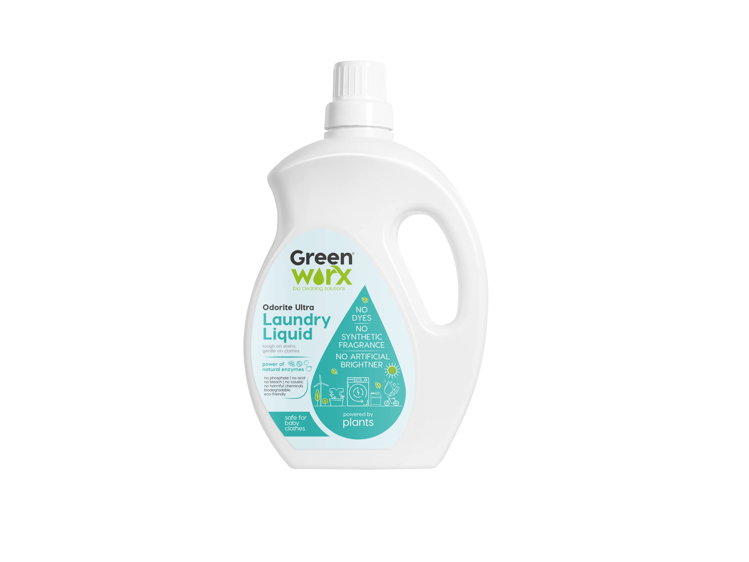 Greenworx - Bio Cleaning Solutions Enzymatic Laundry Liquid Natural,Biodegradable,Baby Safe,Caustic Free,No Harmful Chemicals,No Acid,Phosphate Free,Eco-Friendly,N (1 Ltr(Pack Of 1))