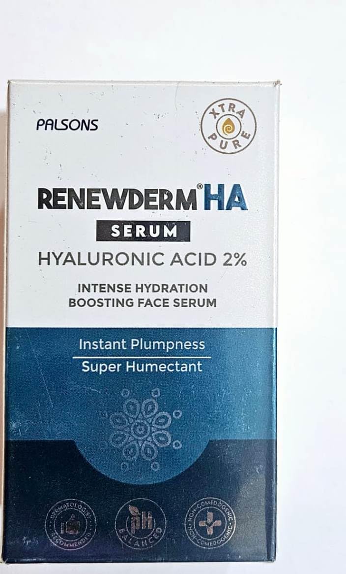 Rnewderm HA Face Serum, 2% Hyaluronic Acid, Hydration Booster, 100% Natural, 30ml