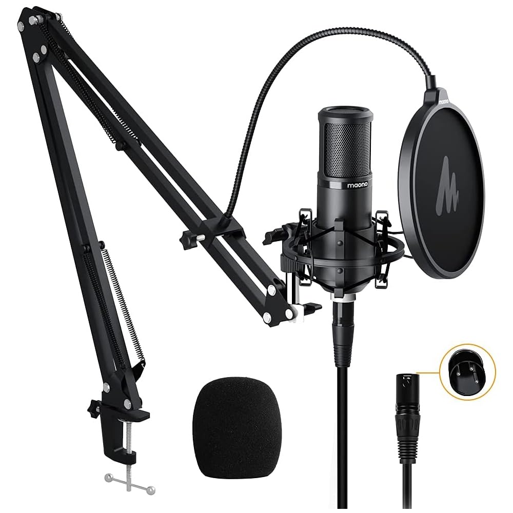 MAONOXLR Condenser Microphone, Professional Cardioid Studio Recording Mic for Streaming, Podcasting, Singing, Voice-Over, Vocal, Home-Studio, YouTube, Skype, Twitch (PM320S)