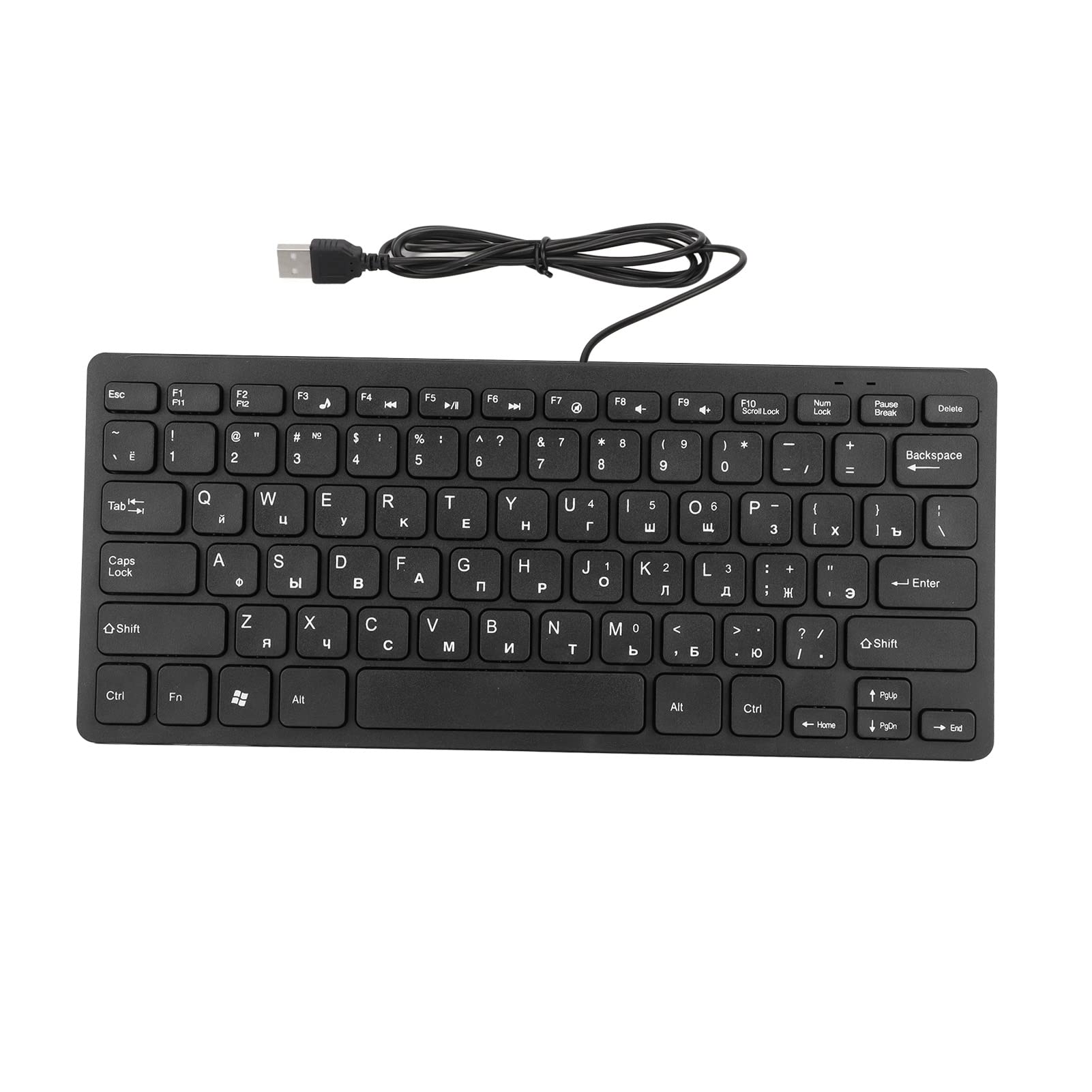 Evonecy USB Keyboard, 78 Keys Russian German French Wired Keyboard Computer Keyboard Mute Ultra Thin Desktop Keyboard for Office or Home(Russian)